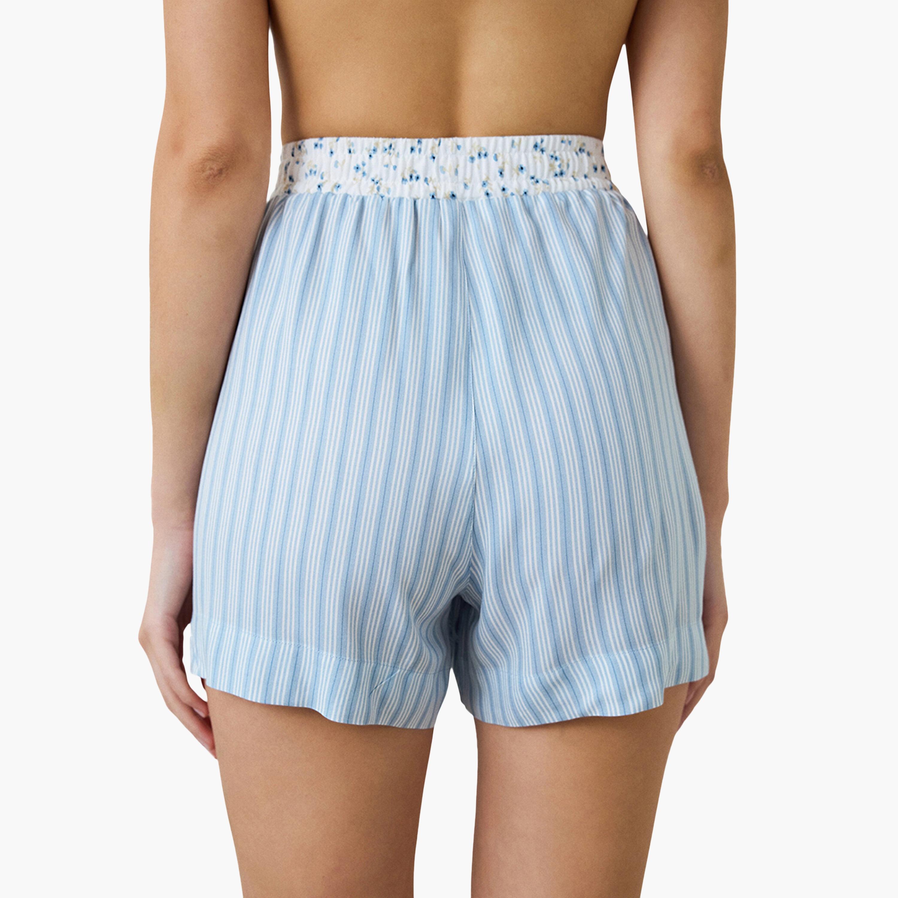 Penti Striped High-Rise Elasticated Waist Women's Shorts-women-clothing-nightwear-pyjamas-bottoms-image-2