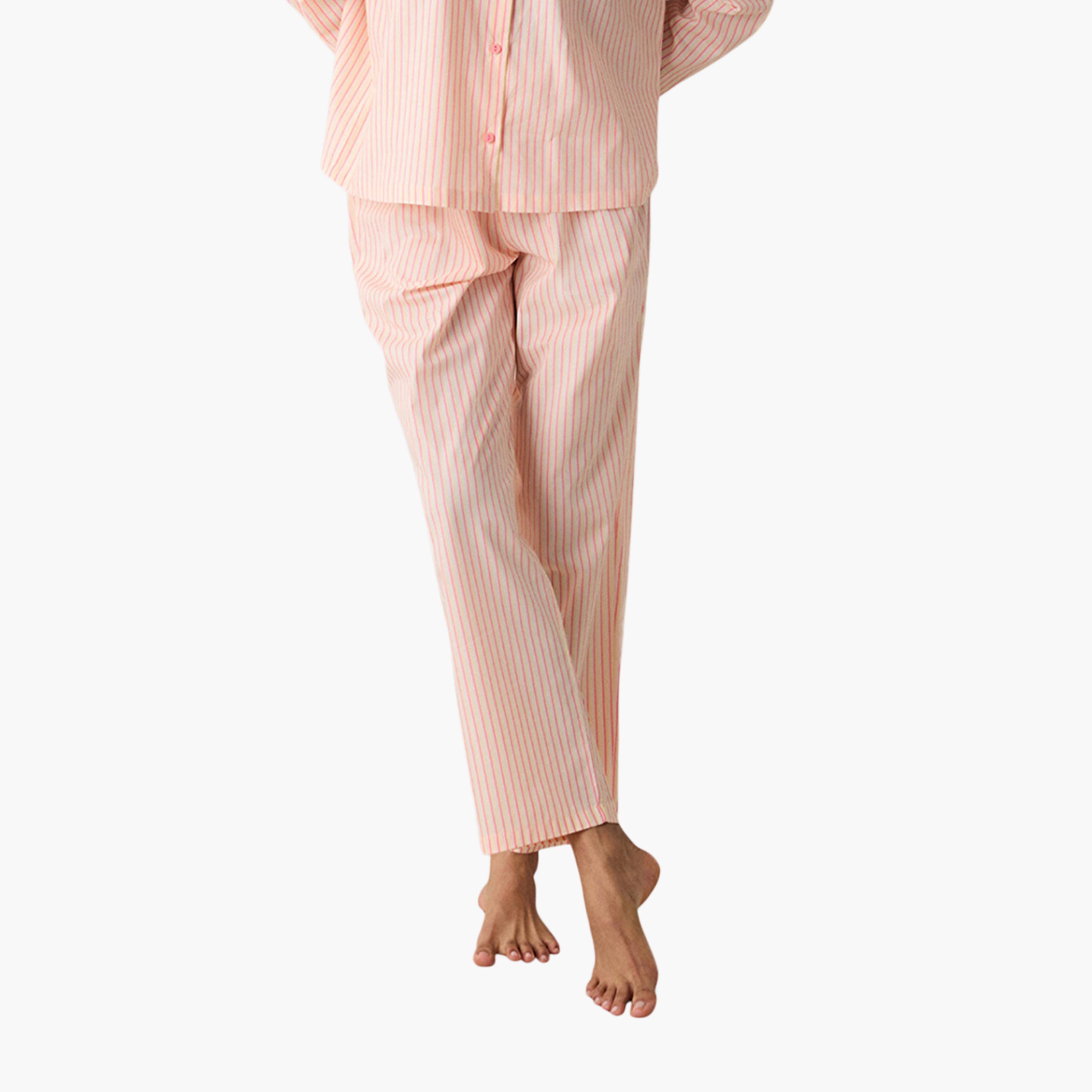 طقم قميص وبيجامة نسائي مخطط من بينتي-women-clothing-nightwear-pyjamas-longsets-image-3