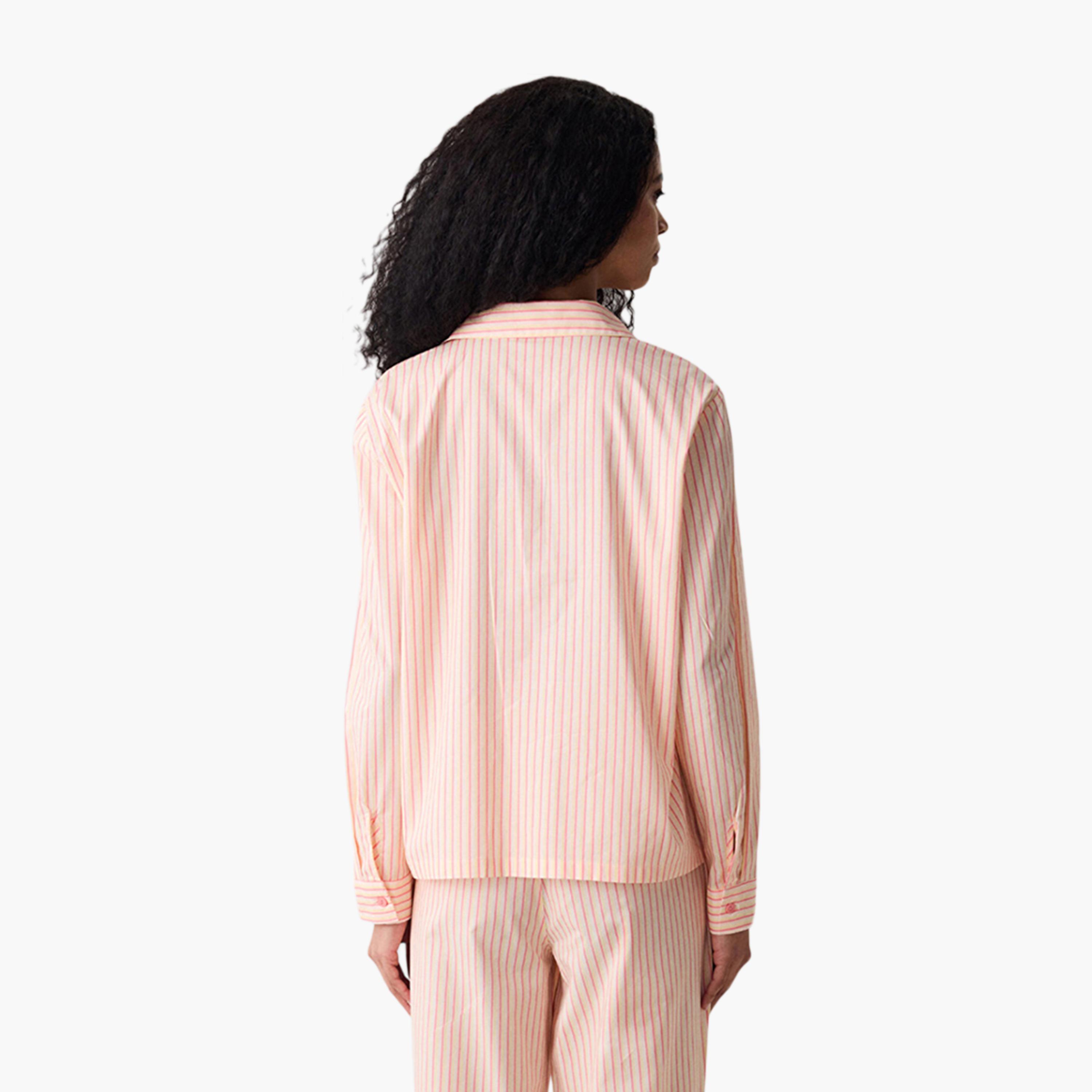 طقم قميص وبيجامة نسائي مخطط من بينتي-women-clothing-nightwear-pyjamas-longsets-image-4