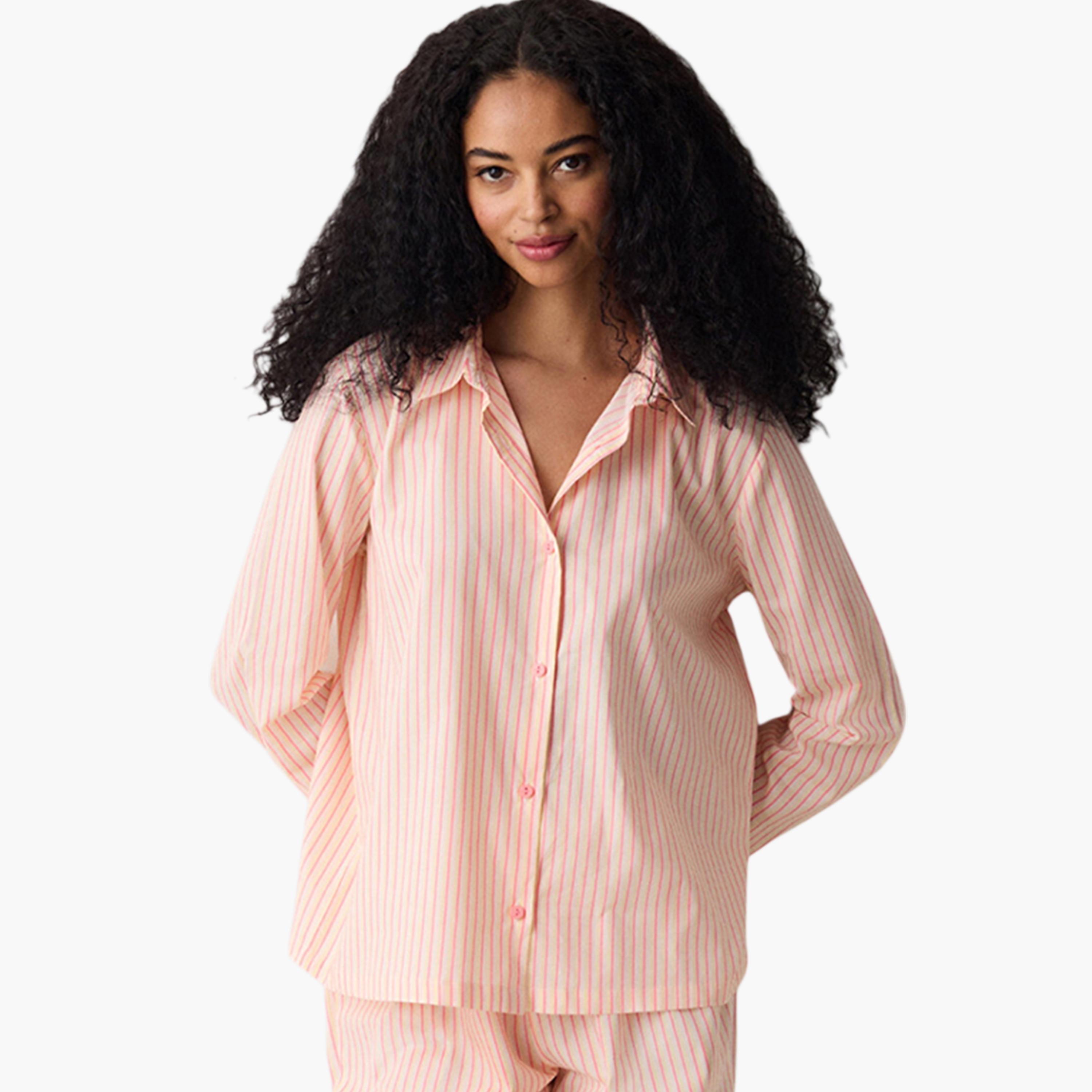 طقم قميص وبيجامة نسائي مخطط من بينتي-women-clothing-nightwear-pyjamas-longsets-image-5
