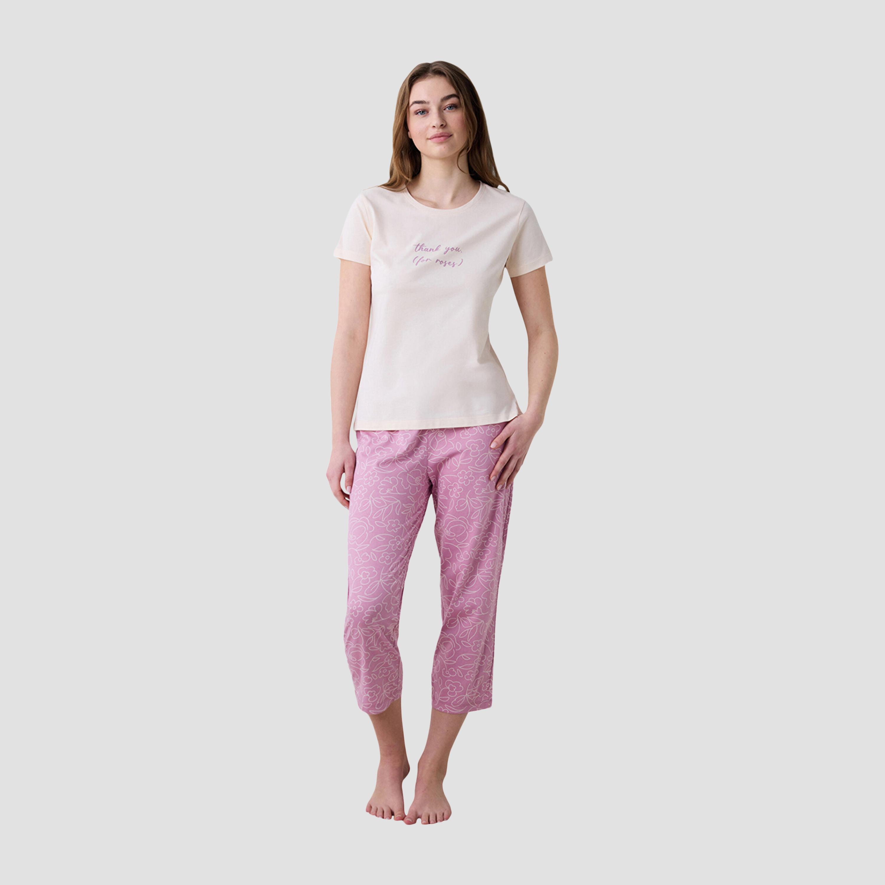 Penti Floral Print Women's T-Shirt and Capri Set-women-clothing-nightwear-pyjamas-longsets-image-1