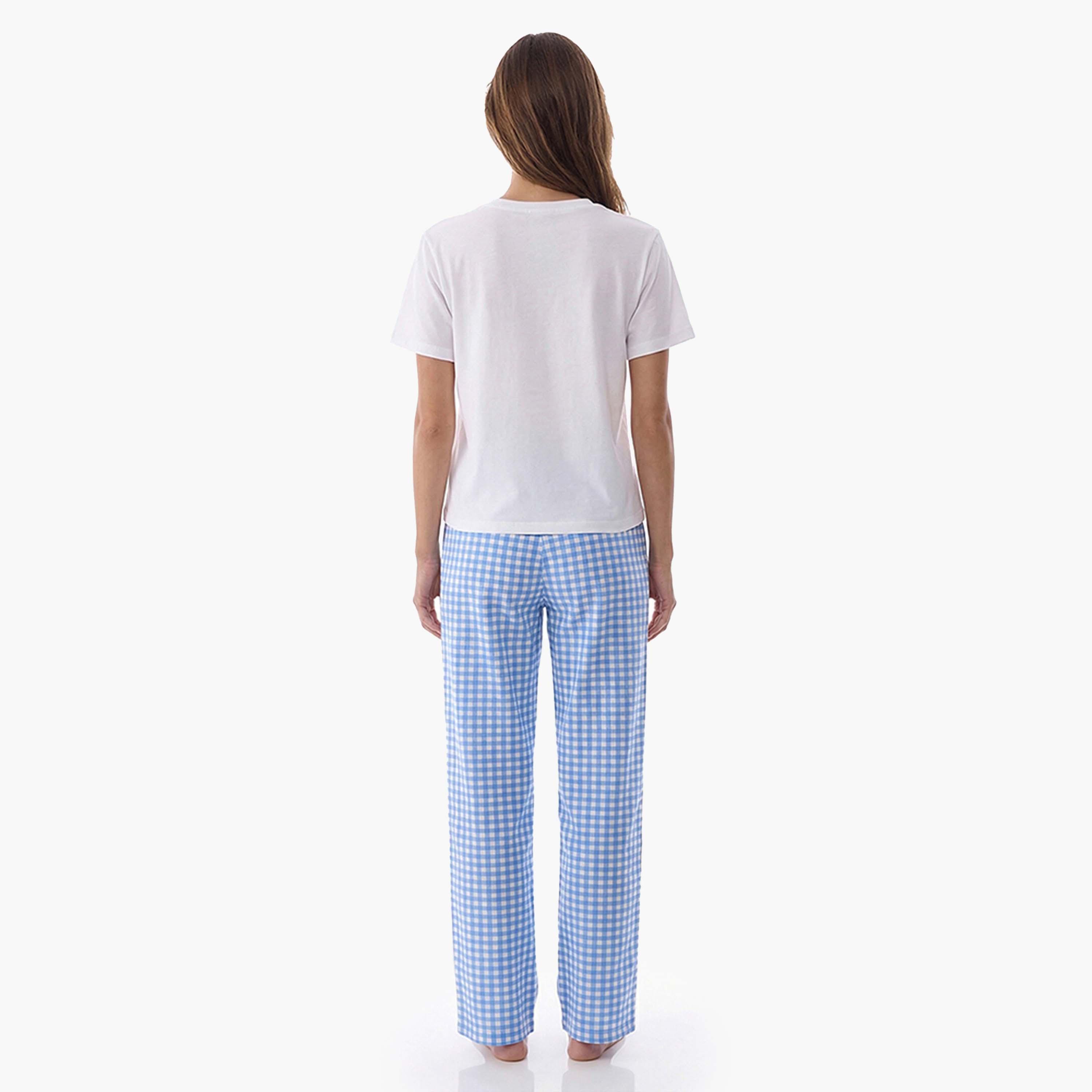 Penti Women's Checked T-Shirt & Pyjama Set-women-clothing-nightwear-pyjamas-longsets-image-2