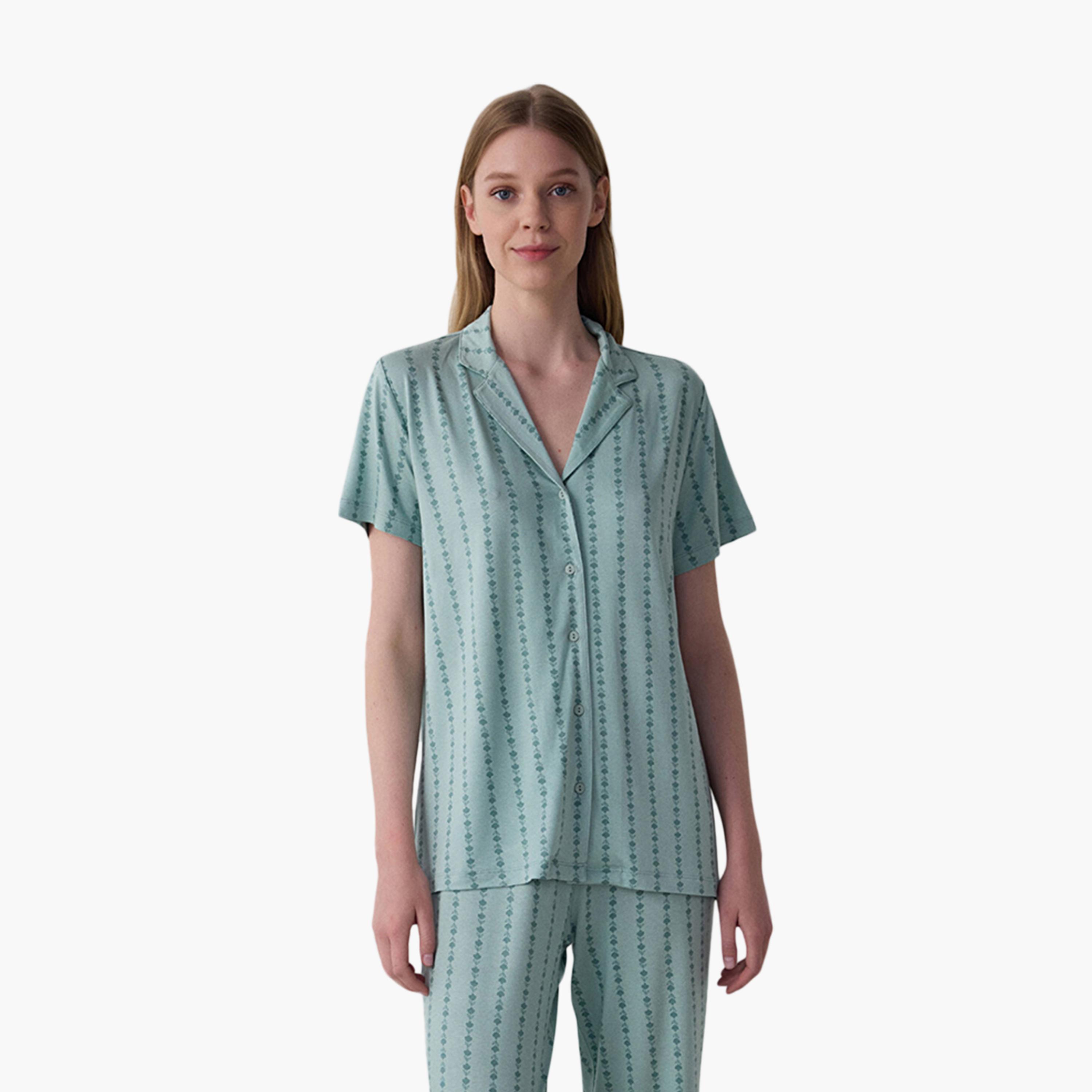 Penti Floral Striped Women's Shirt and Pyjama Set-women-clothing-nightwear-pyjamas-longsets-image-2