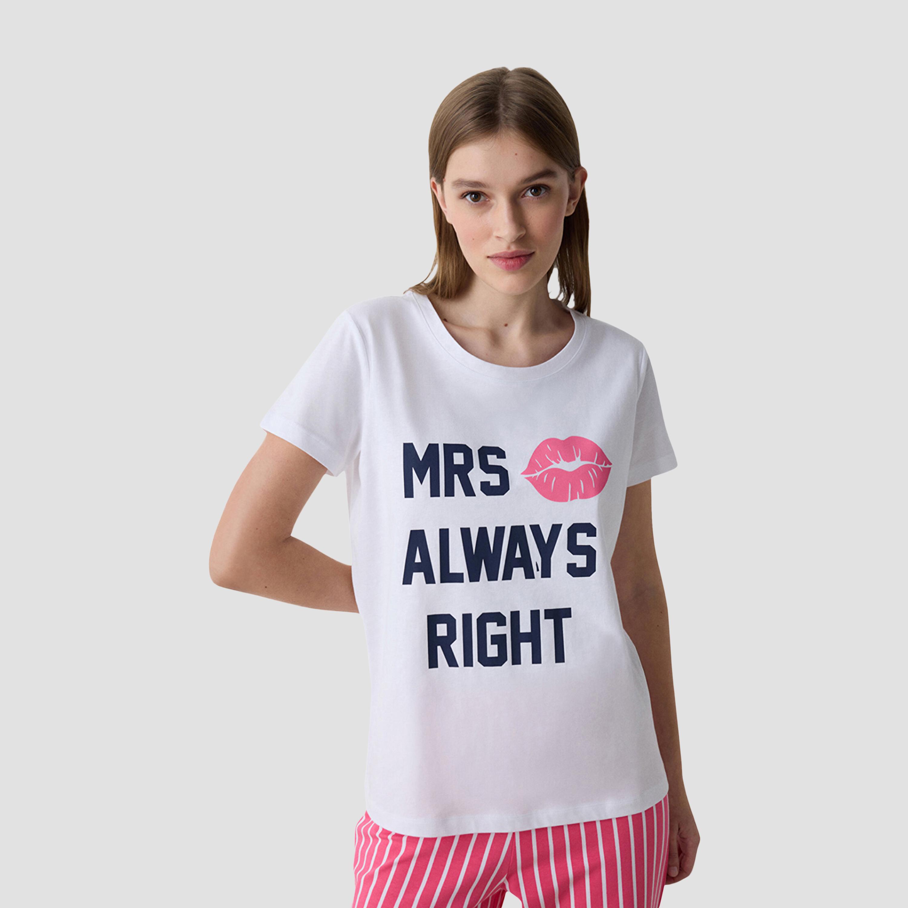 طقم تي شيرت وبيجامة نسائي مخطط من بينتي-women-clothing-nightwear-pyjamas-longsets-image-5