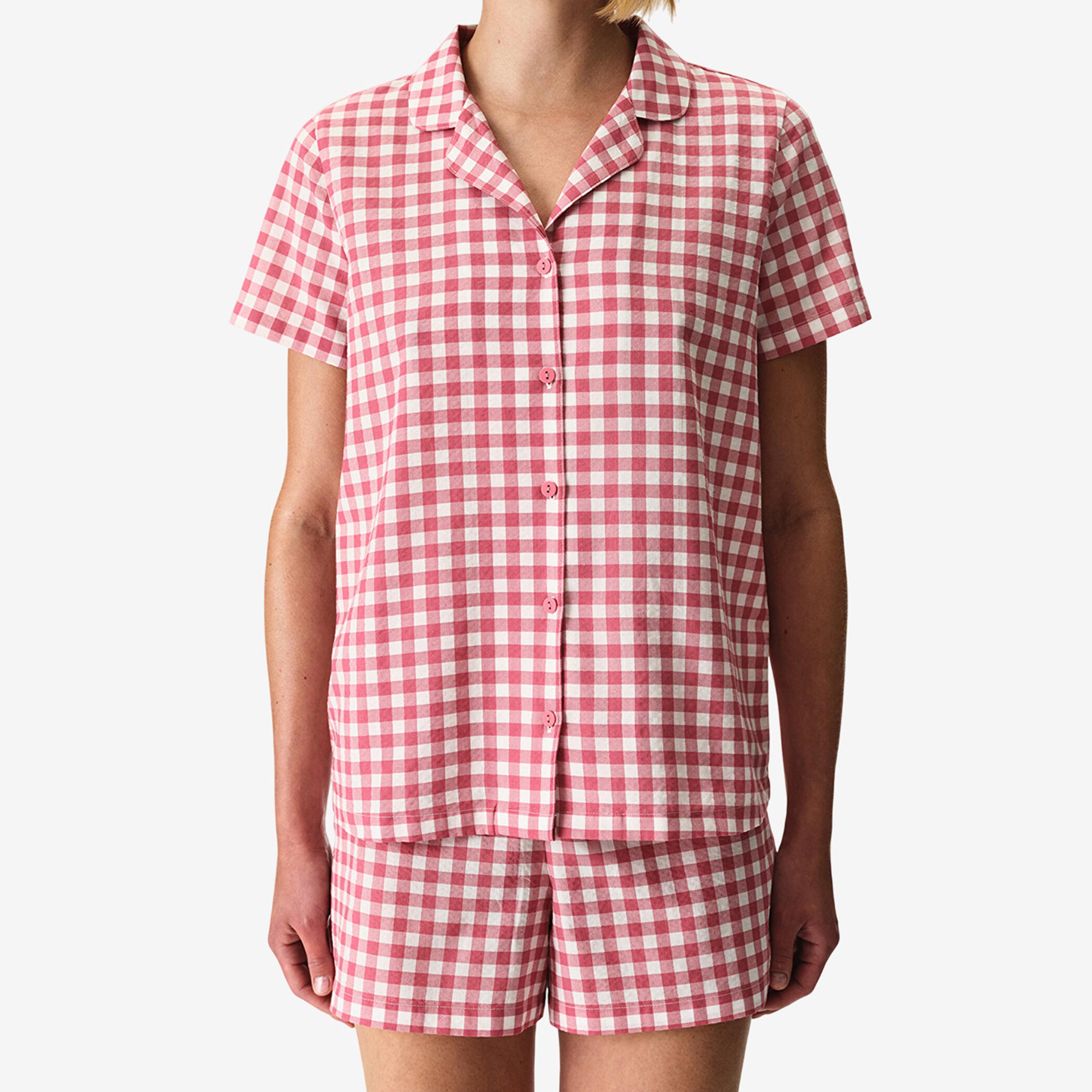 Penti Women's Checked Lapel Collared Shirt & Shorts Set-women-clothing-nightwear-pyjamas-shortsets-image-3