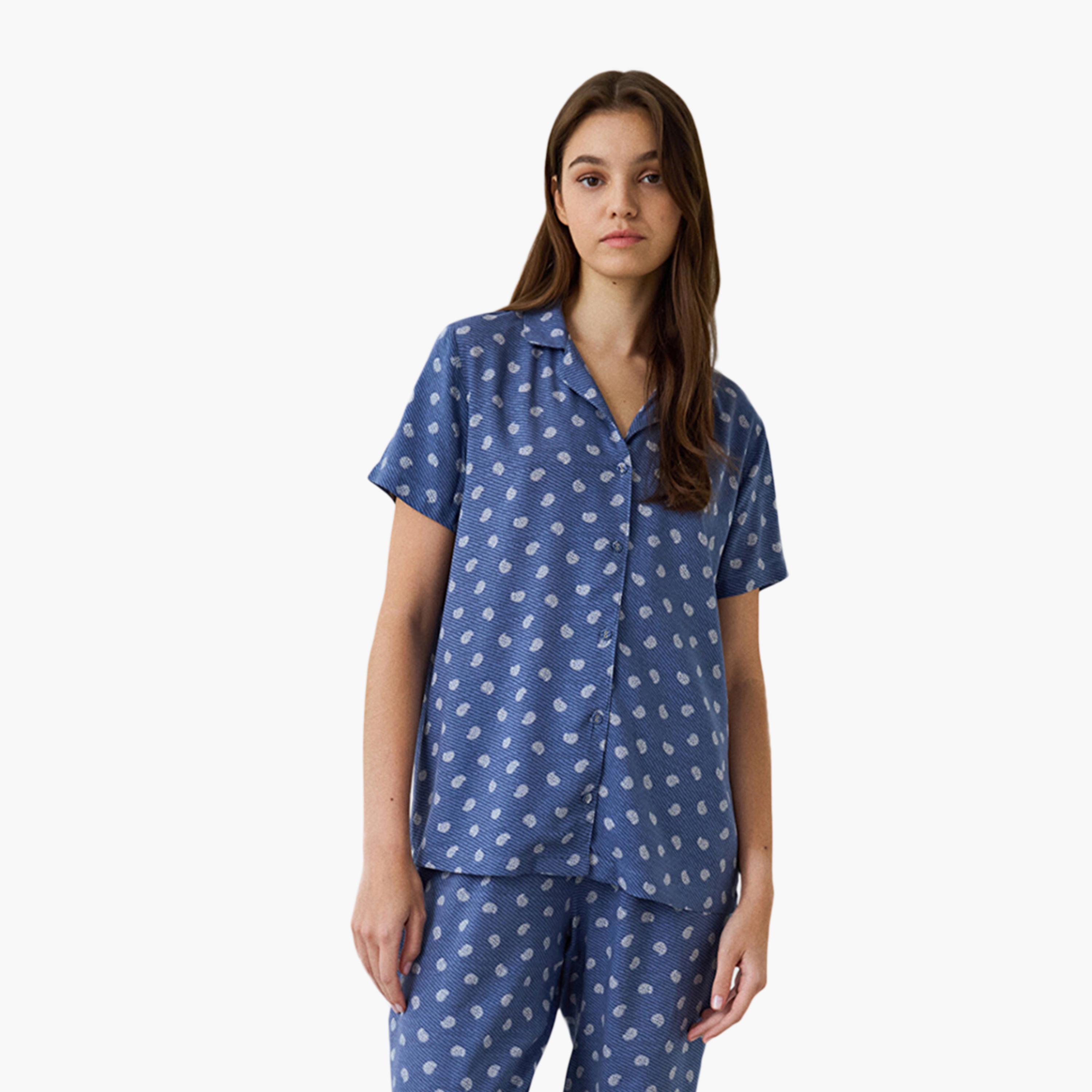 طقم قميص وبيجامة نسائي بطبعة بيزلي من بينتي-women-clothing-nightwear-pyjamas-longsets-image-2