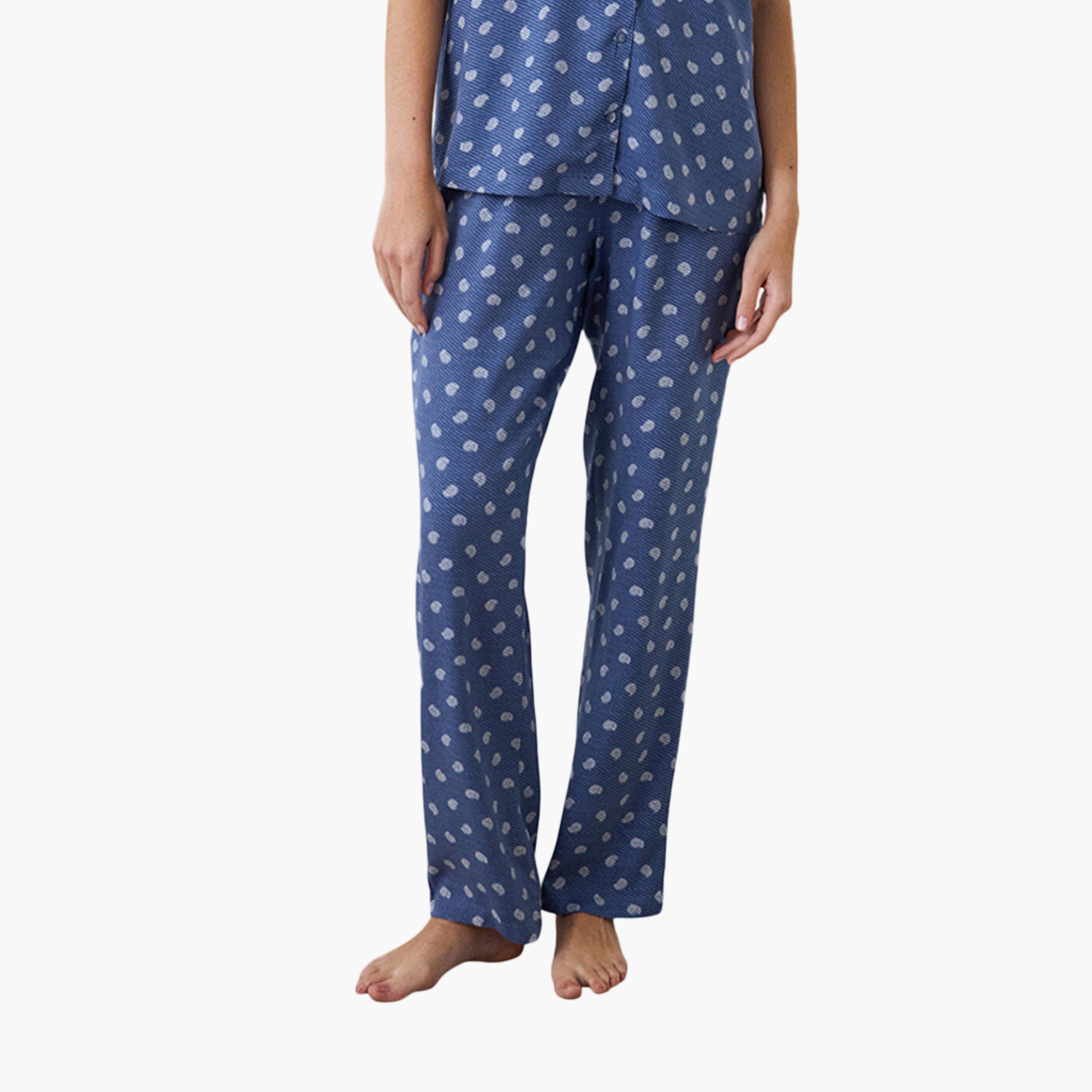 طقم قميص وبيجامة نسائي بطبعة بيزلي من بينتي-women-clothing-nightwear-pyjamas-longsets-image-3