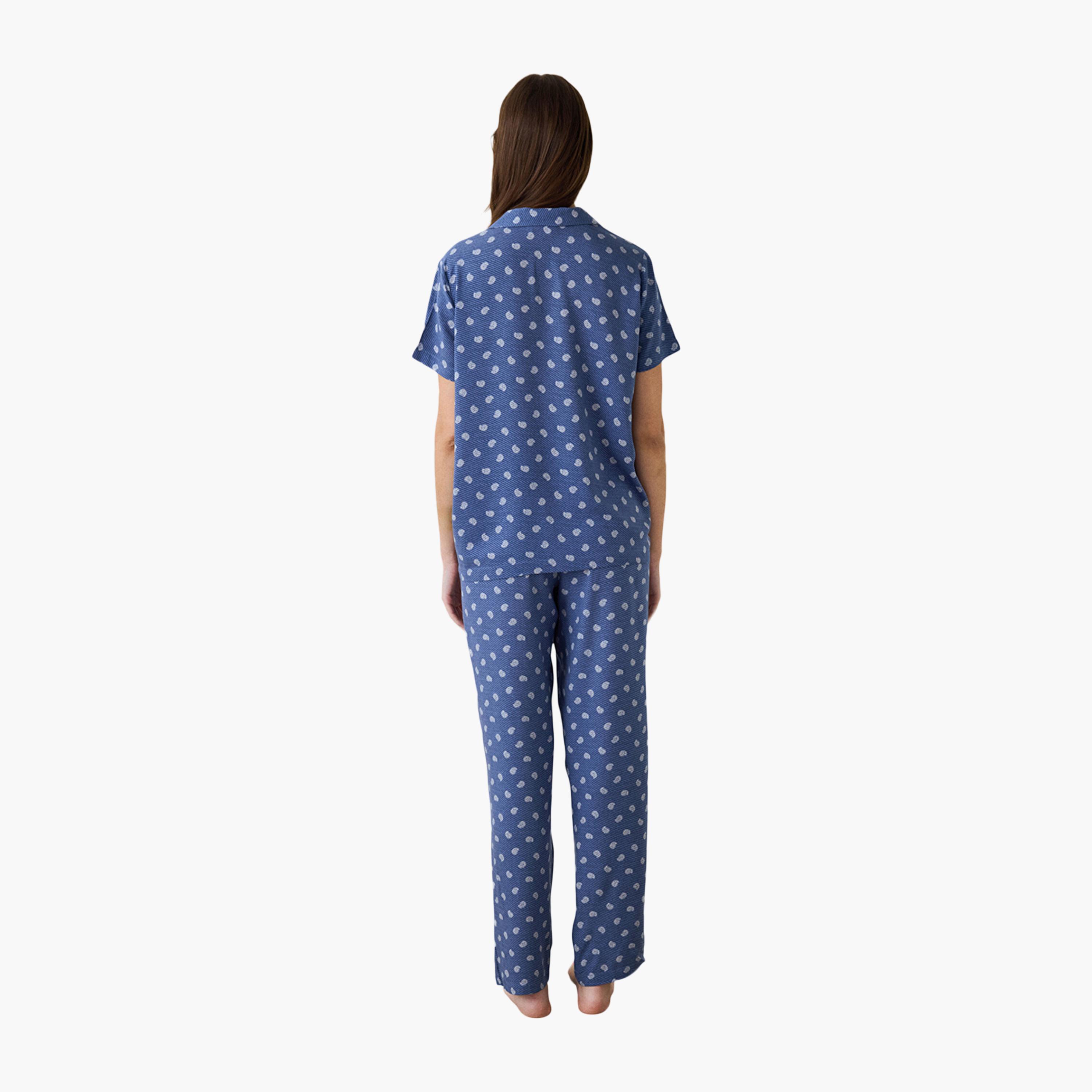 طقم قميص وبيجامة نسائي بطبعة بيزلي من بينتي-women-clothing-nightwear-pyjamas-longsets-image-4