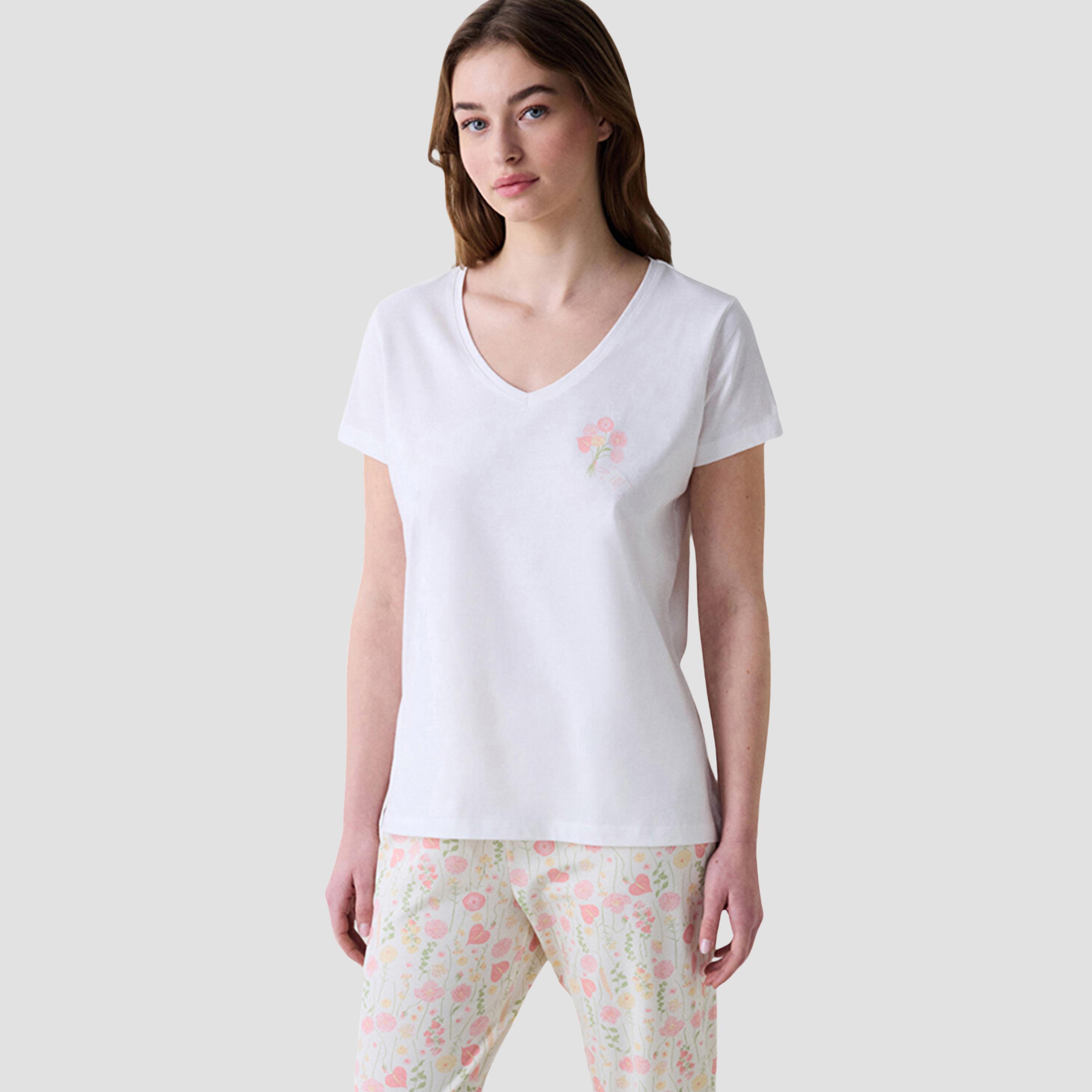 Penti Floral Print Women's T-Shirt and Capri Set-women-clothing-nightwear-pyjamas-longsets-image-2