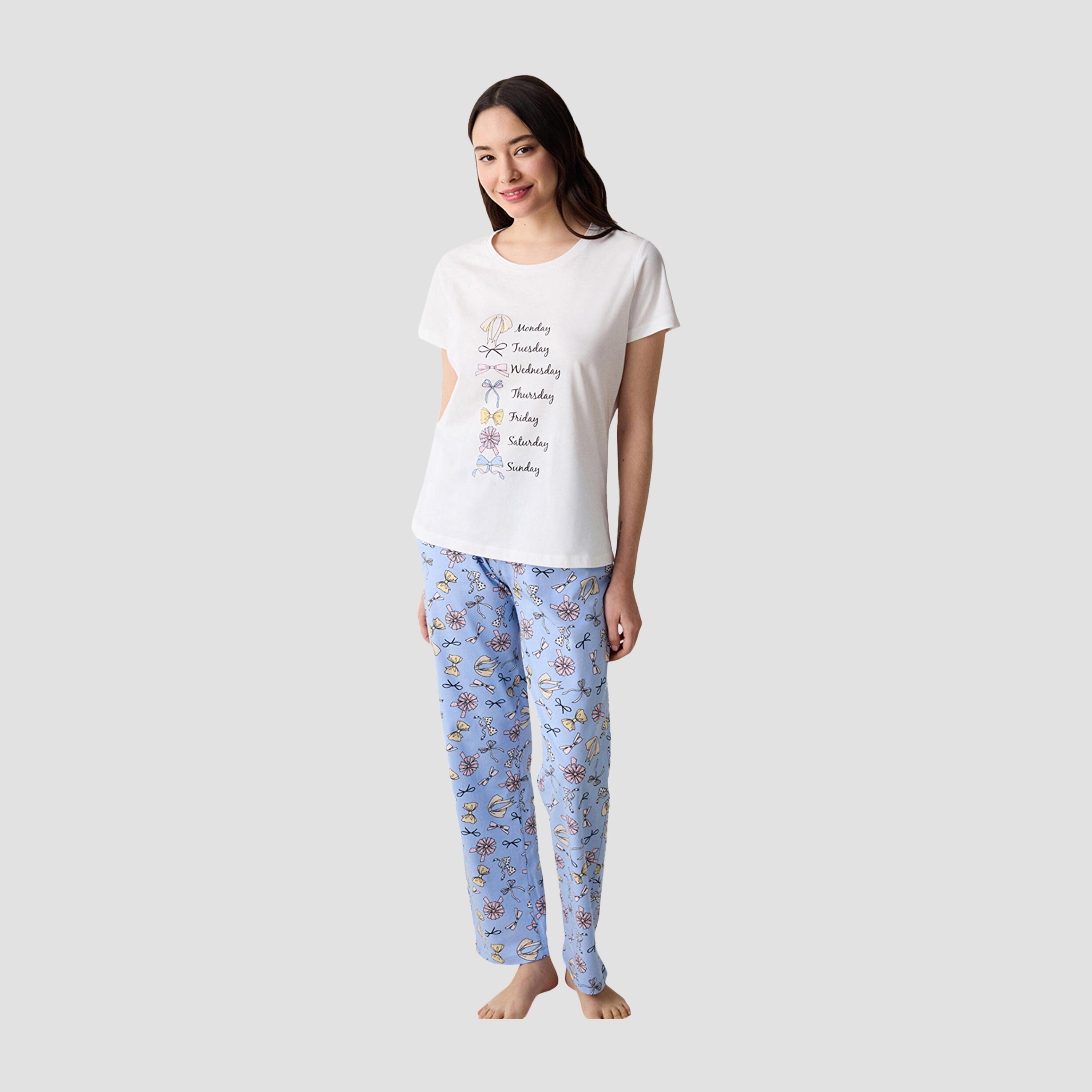 Penti Floral Print Women's T-Shirt and Pyjama Set-women-clothing-nightwear-pyjamas-longsets-image-1