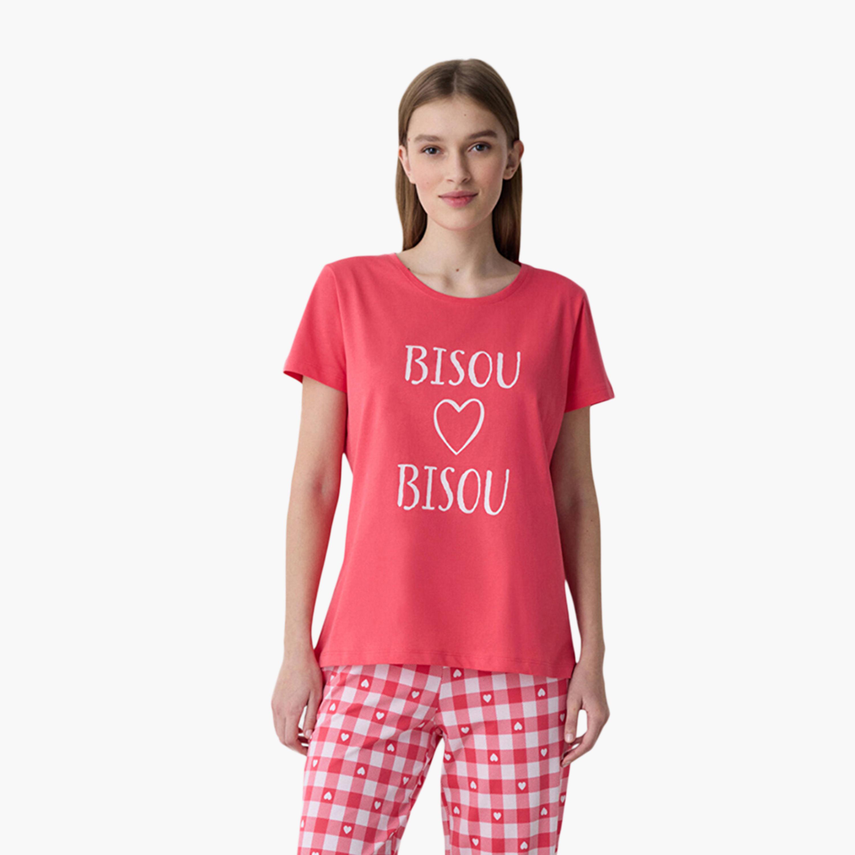 Penti Checked Women's T-Shirt and Pyjama Set-women-clothing-nightwear-pyjamas-longsets-image-2
