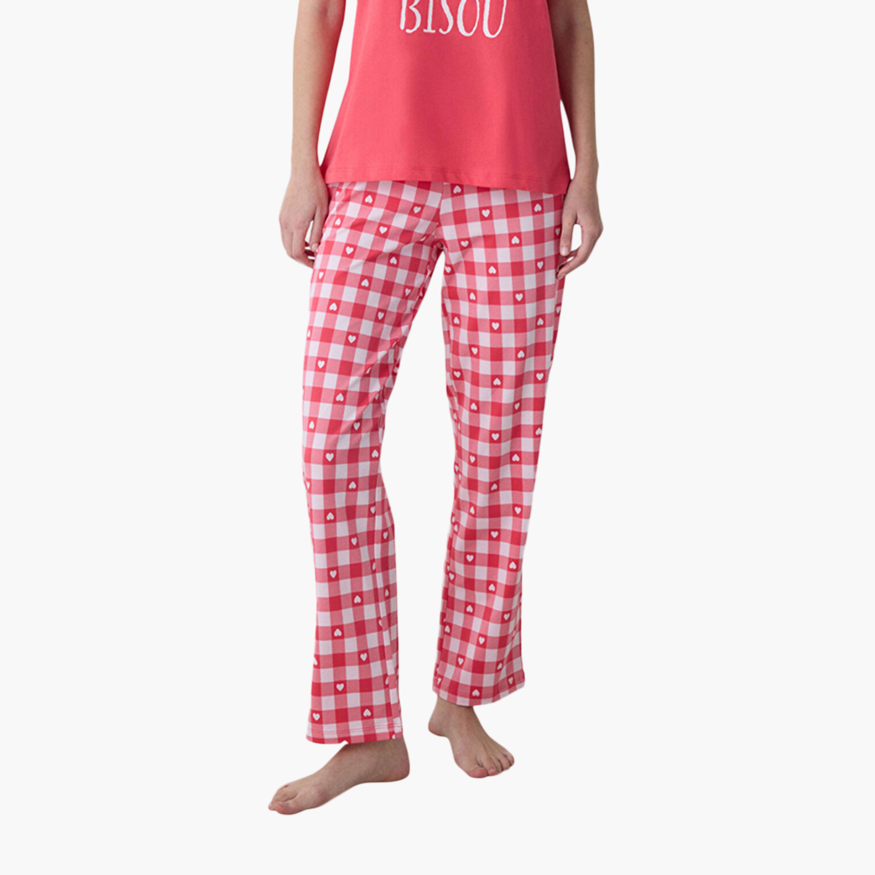 Penti Checked Women's T-Shirt and Pyjama Set-women-clothing-nightwear-pyjamas-longsets-image-3