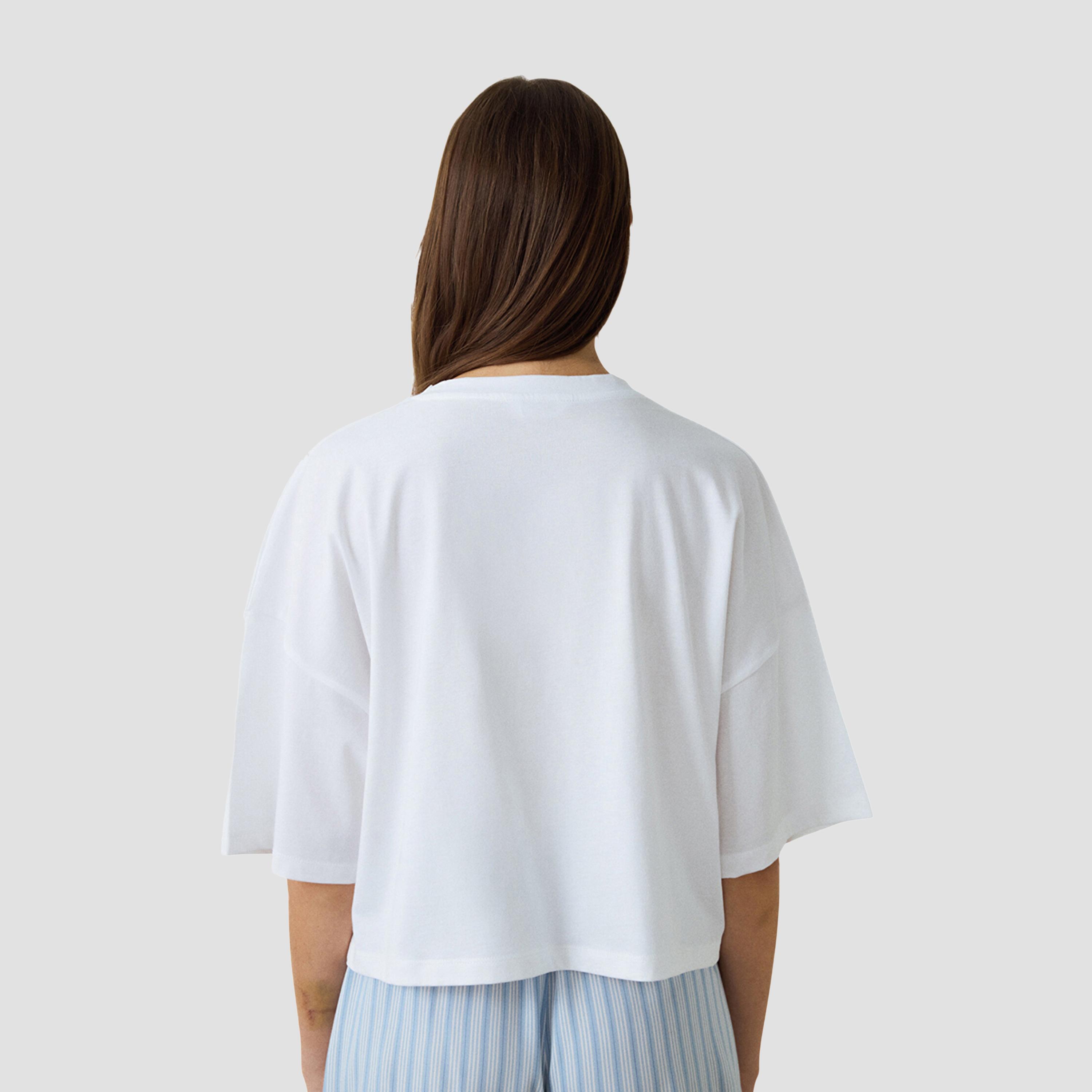 Penti Text-Print Round Neck Short Sleeves Women's T-Shirt-women-clothing-nightwear-pyjamas-tops-image-2