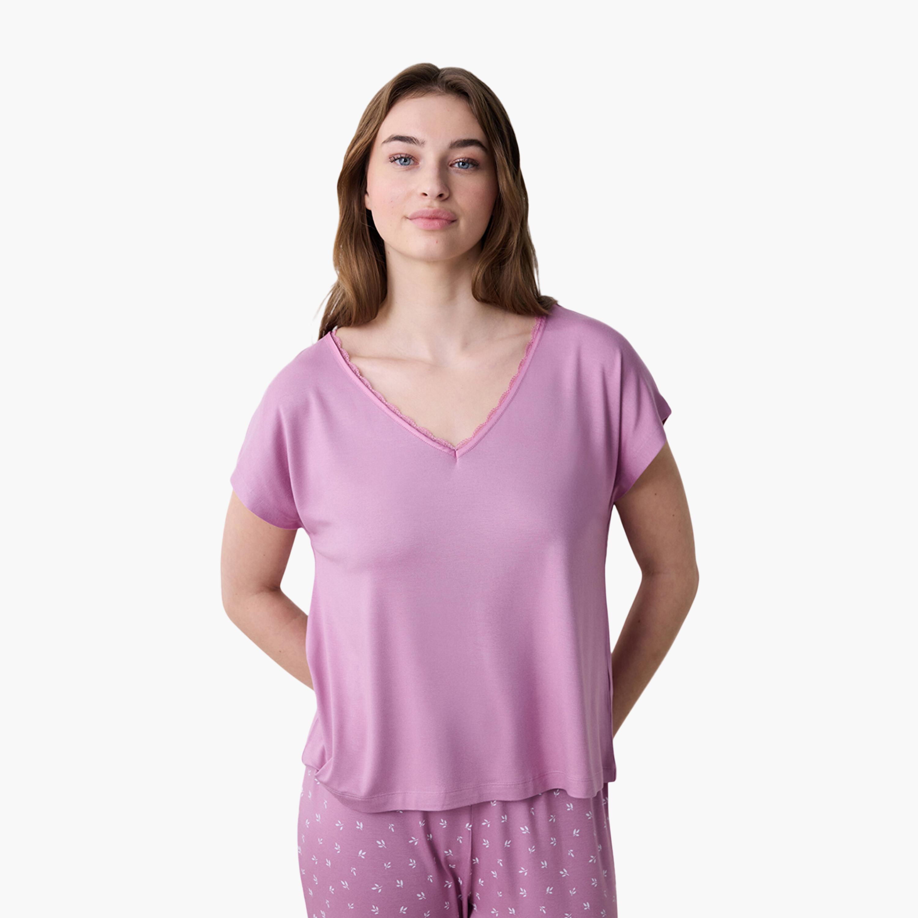 طقم بيجامة وقميص نسائي مطبوع من بينتي-women-clothing-nightwear-pyjamas-longsets-image-2