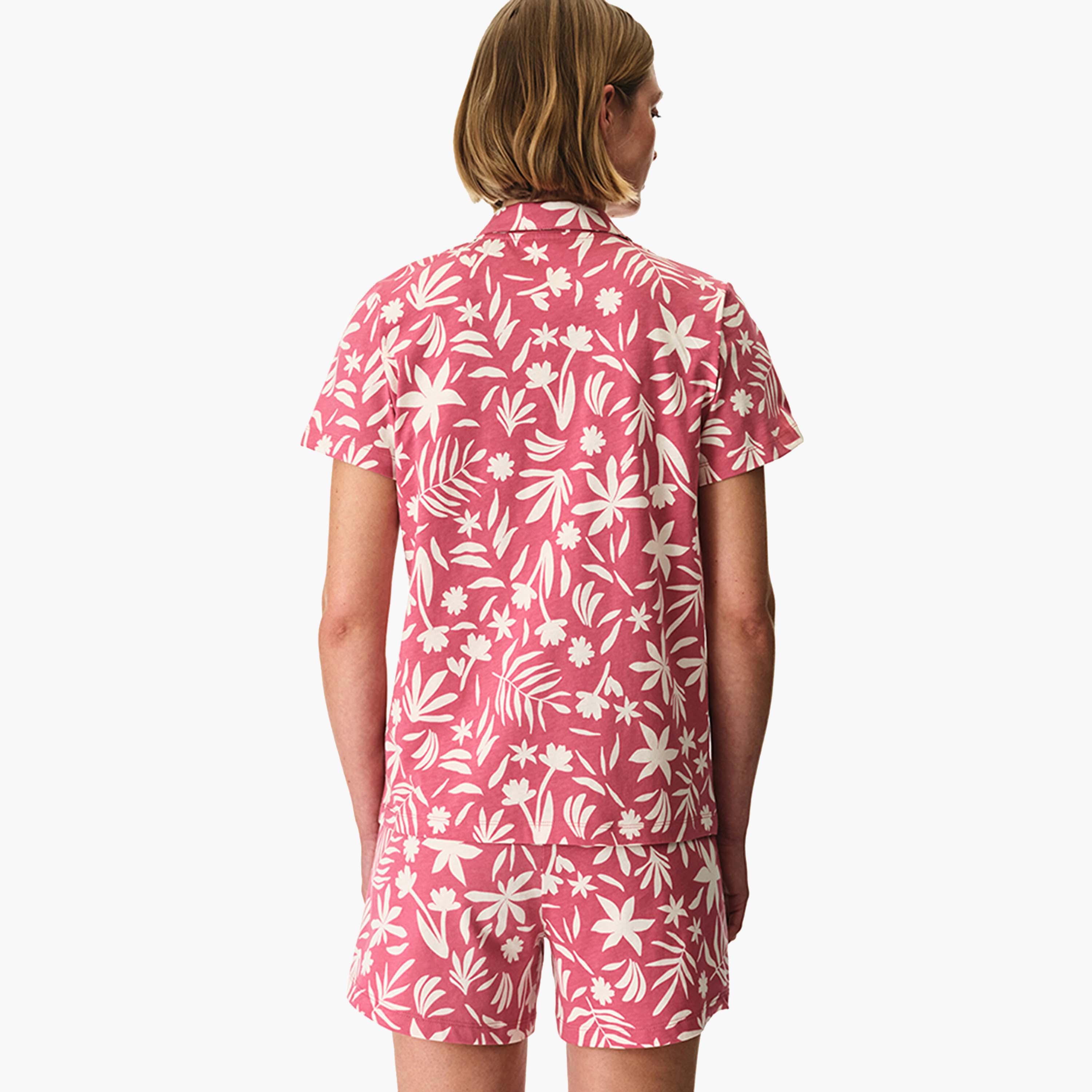 طقم بيجامة قميص وشورت بنقشة الزهور للنساء من بينتي-women-clothing-nightwear-pyjamas-shortsets-image-2