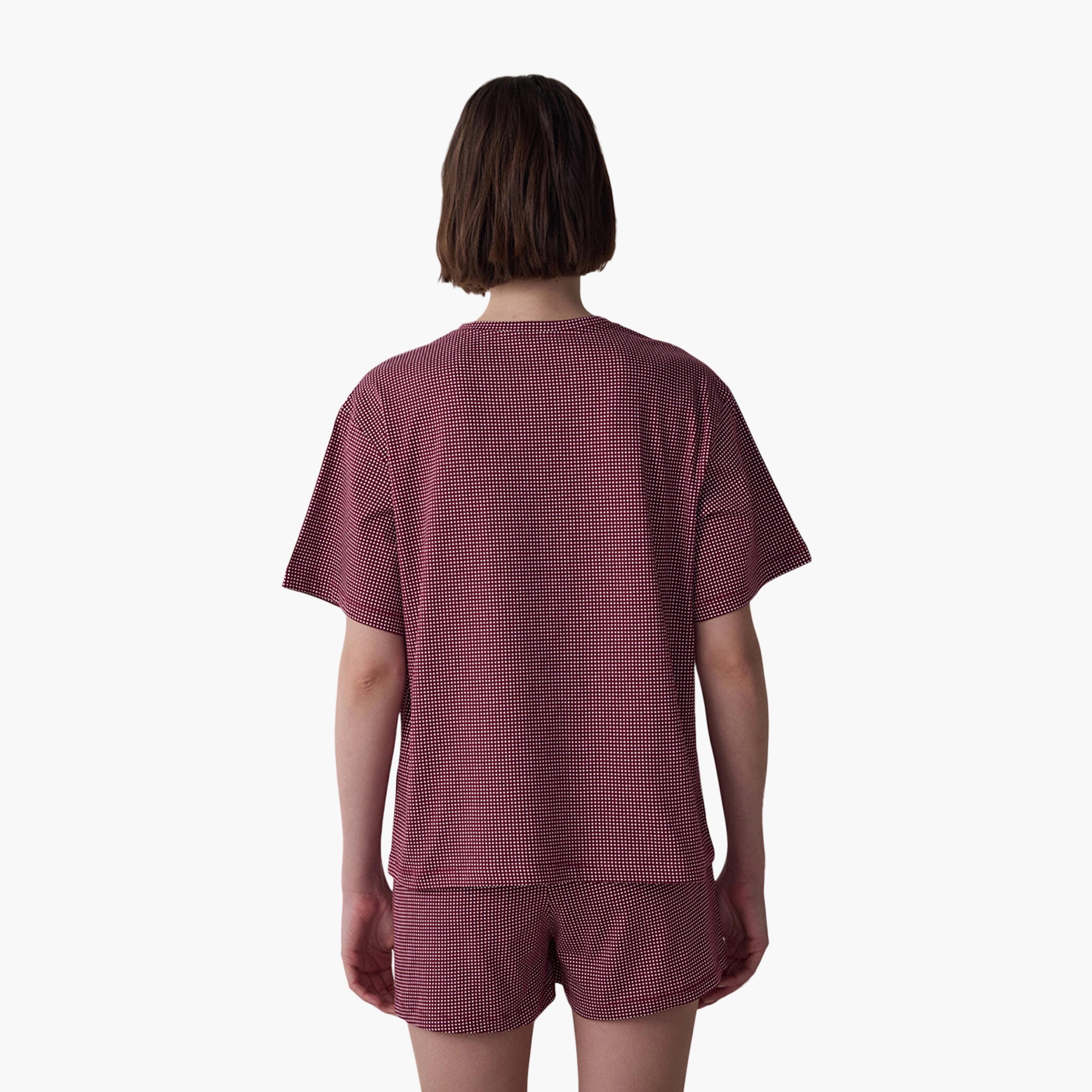 طقم نسائي من توب وشورت منقوش من بينتي-women-clothing-nightwear-pyjamas-shortsets-image-2