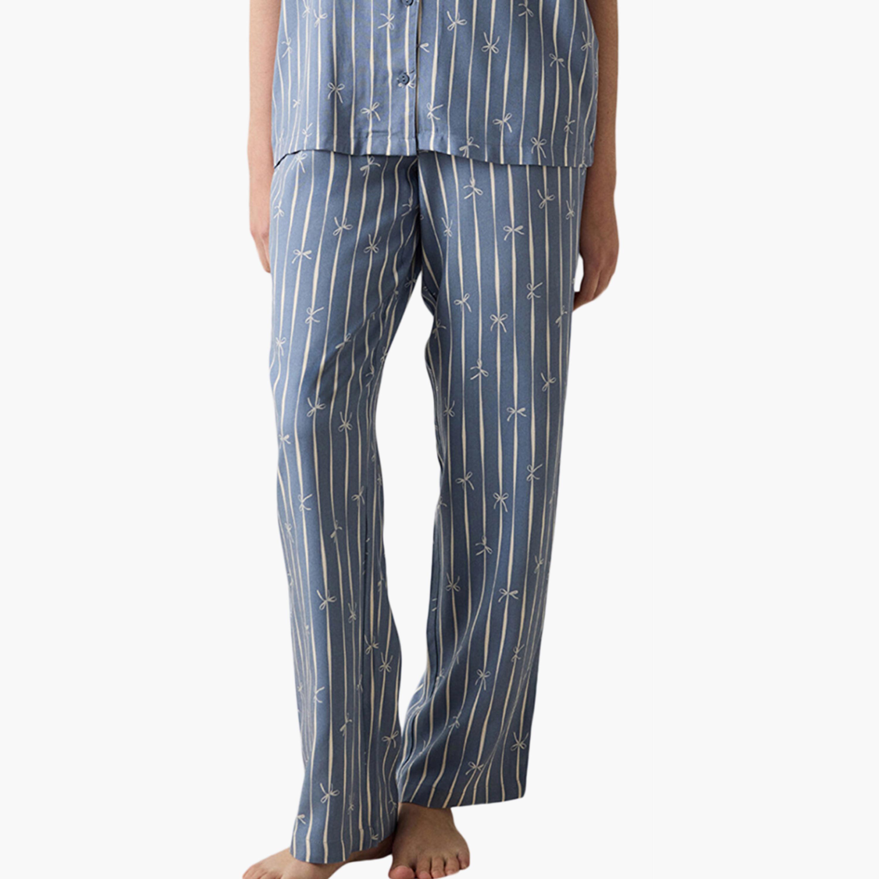 طقم قميص وبيجامة نسائي مخطط من بينتي-women-clothing-nightwear-pyjamas-longsets-image-3