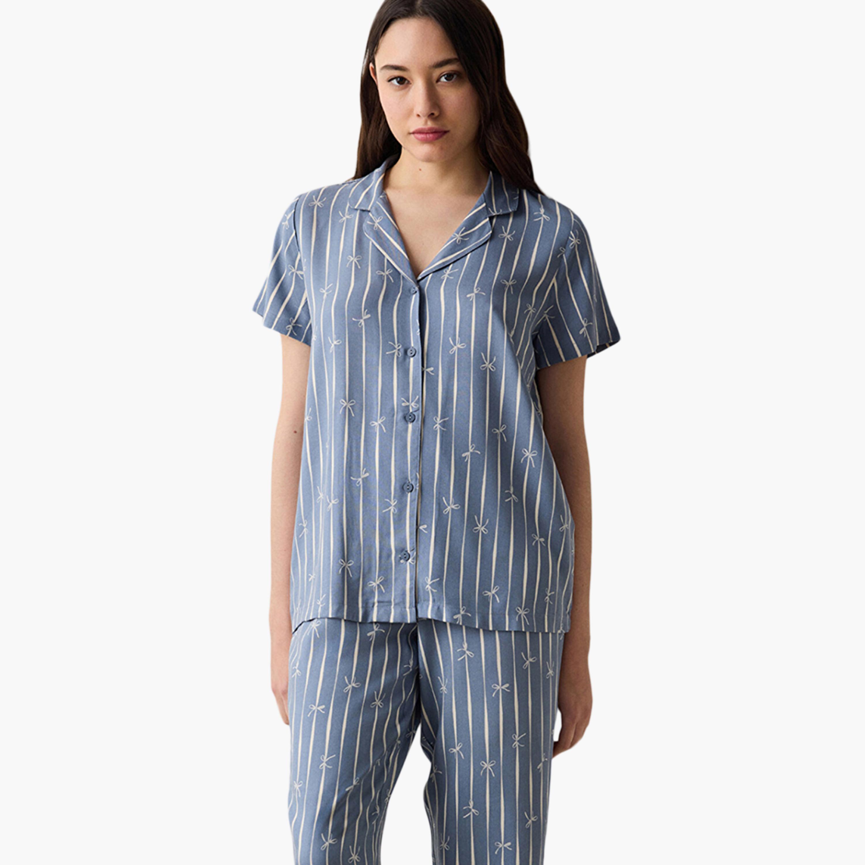 طقم قميص وبيجامة نسائي مخطط من بينتي-women-clothing-nightwear-pyjamas-longsets-image-4