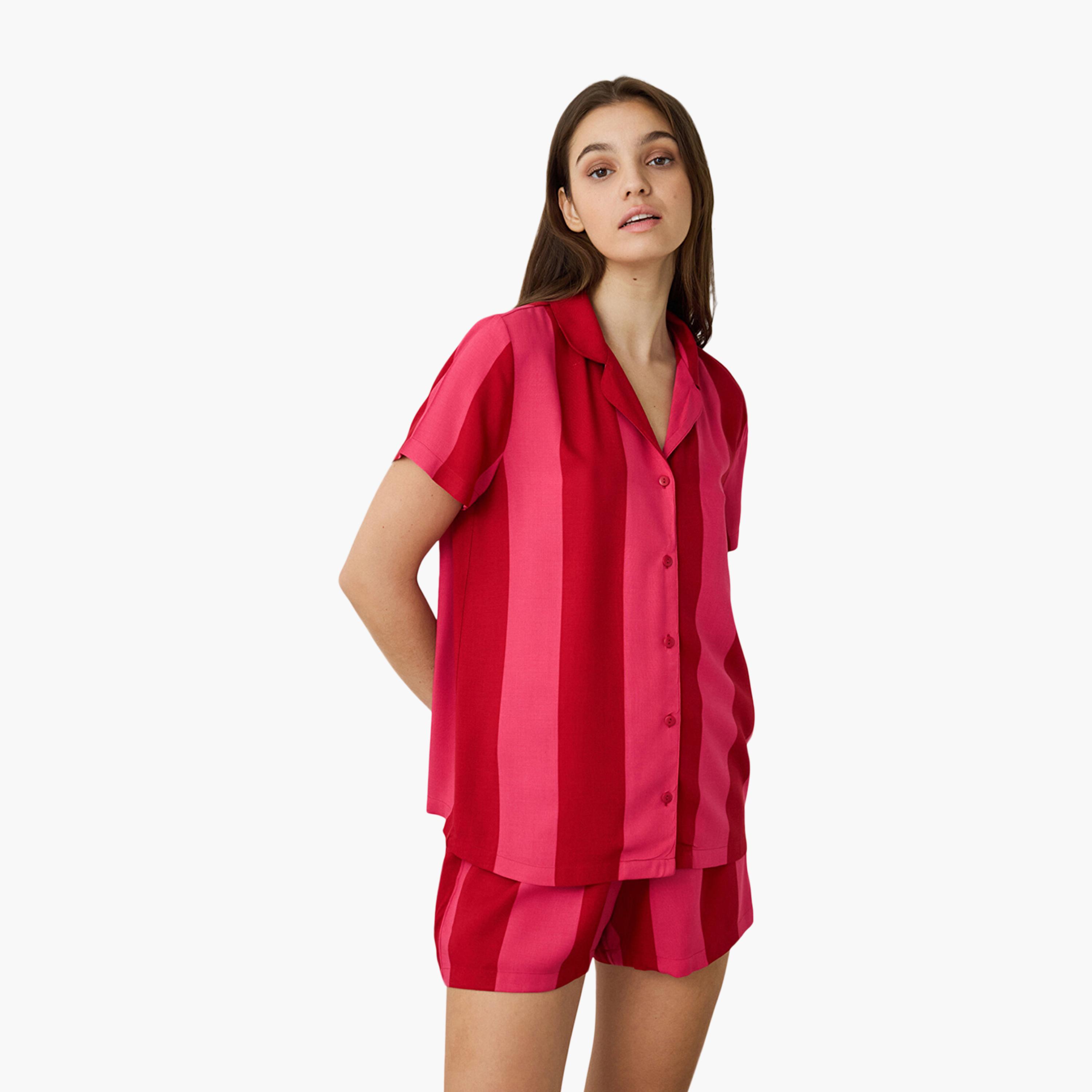 طقم قميص وشورت مخطط للنساء من بينتي-women-clothing-nightwear-pyjamas-shortsets-image-6