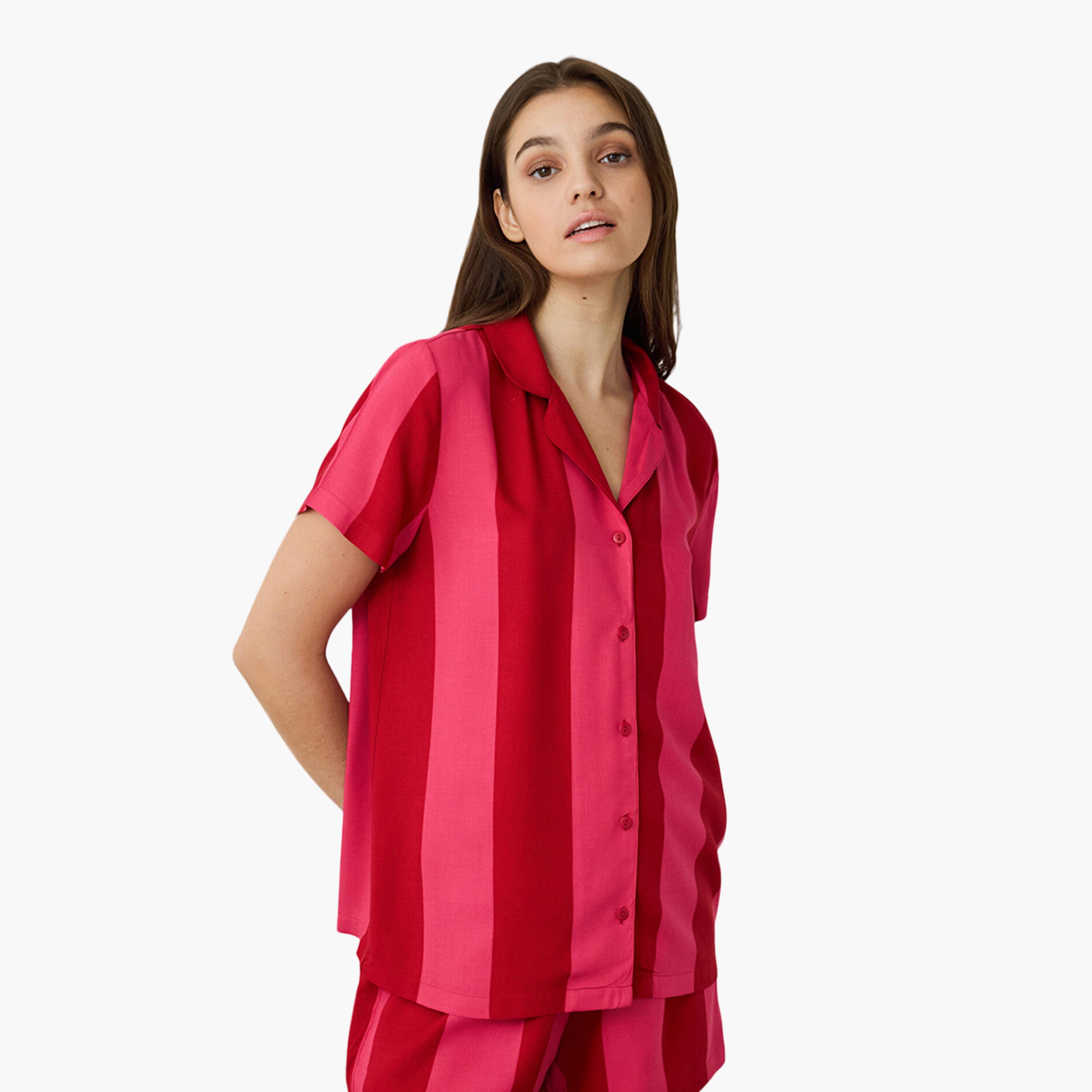 طقم قميص وشورت مخطط للنساء من بينتي-women-clothing-nightwear-pyjamas-shortsets-image-5