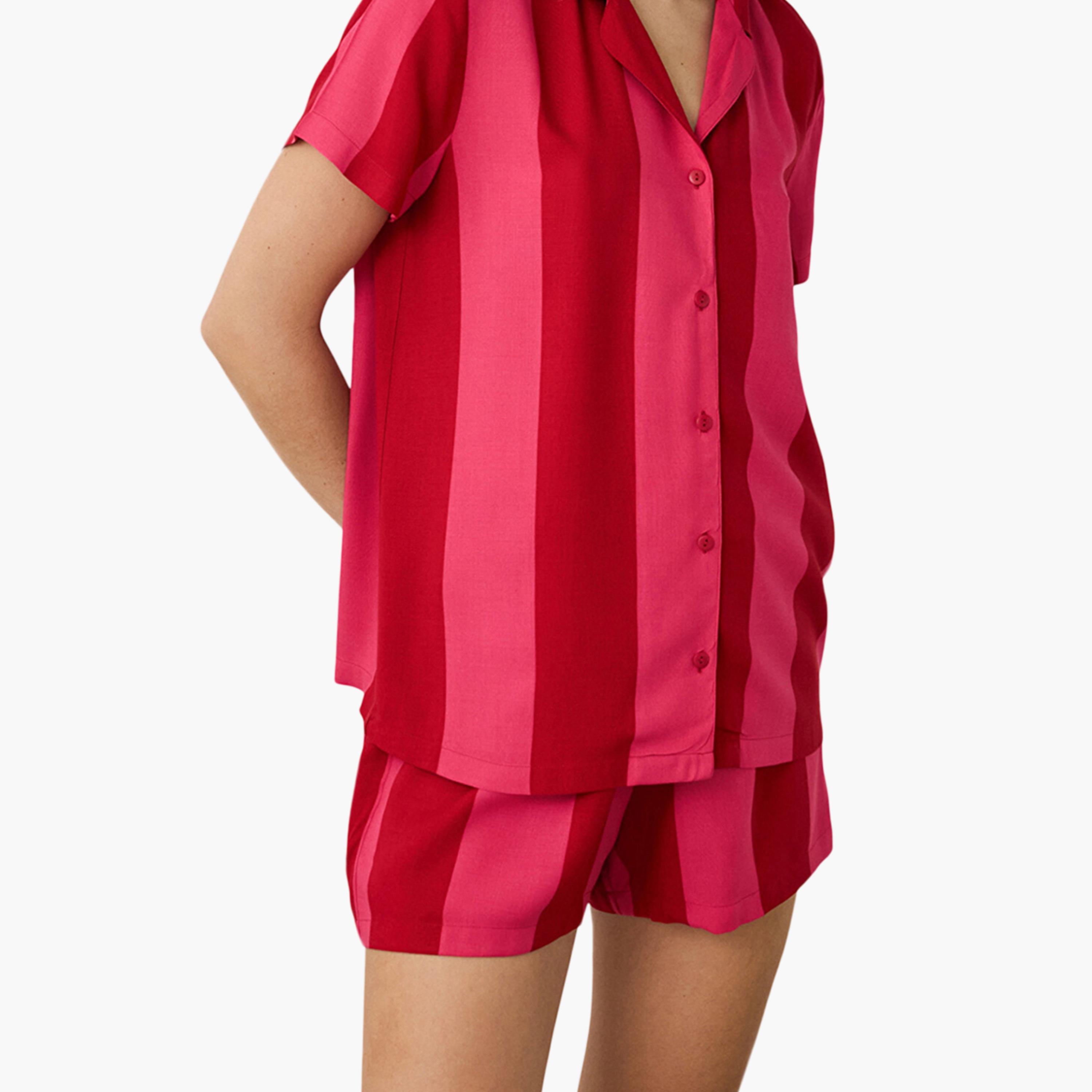 طقم قميص وشورت مخطط للنساء من بينتي-women-clothing-nightwear-pyjamas-shortsets-image-4