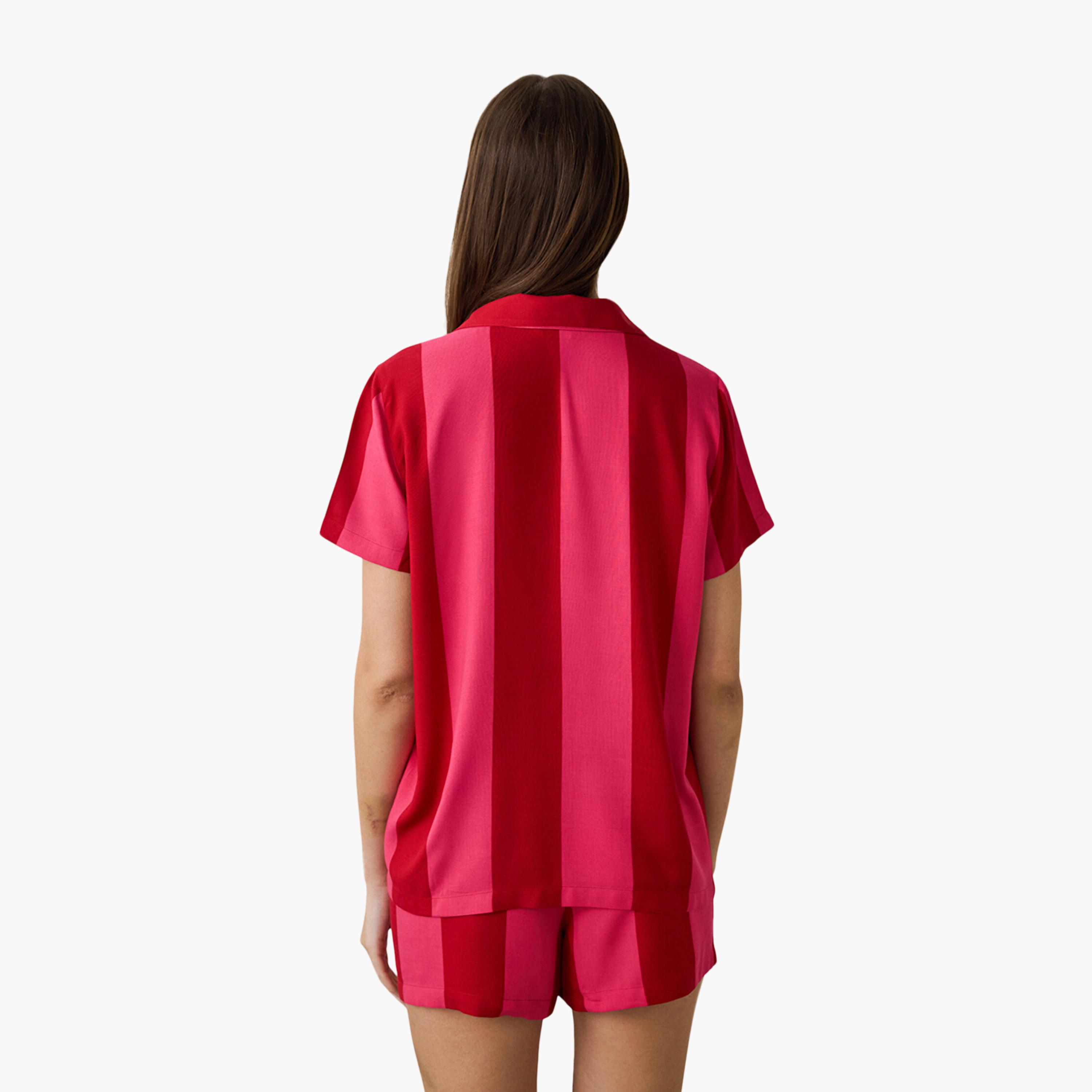 طقم قميص وشورت مخطط للنساء من بينتي-women-clothing-nightwear-pyjamas-shortsets-image-3