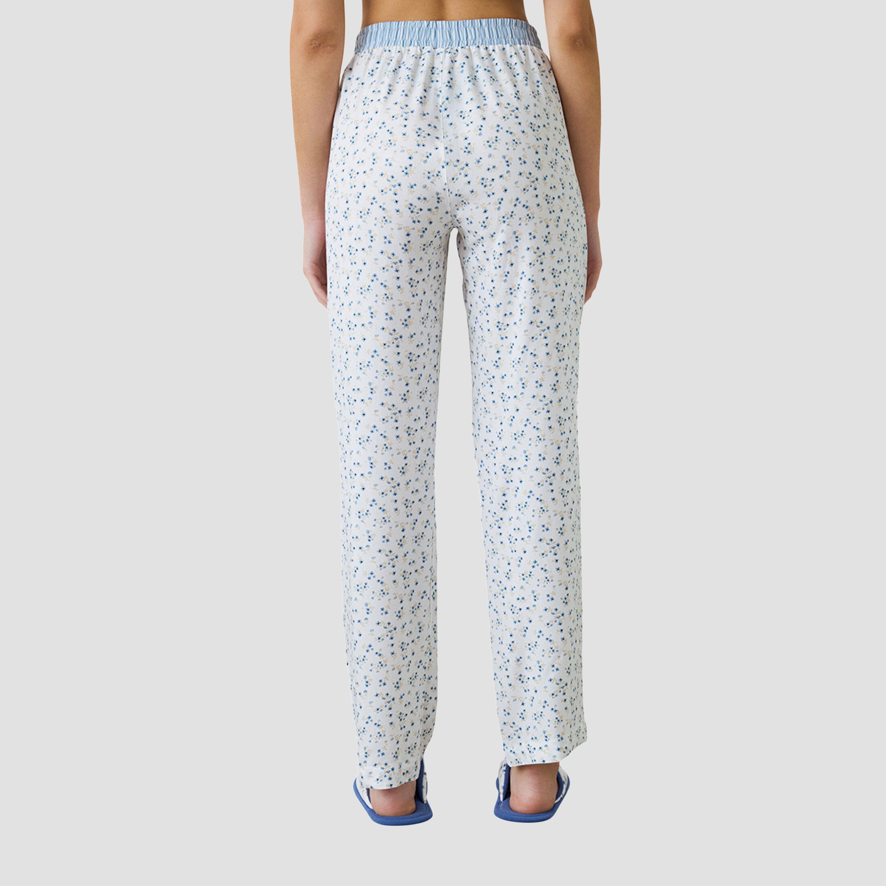 بيجامة نسائية بطبعة زهور وخصر مطاطي وخصر مرتفع من بينتي-women-clothing-nightwear-pyjamas-bottoms-image-2