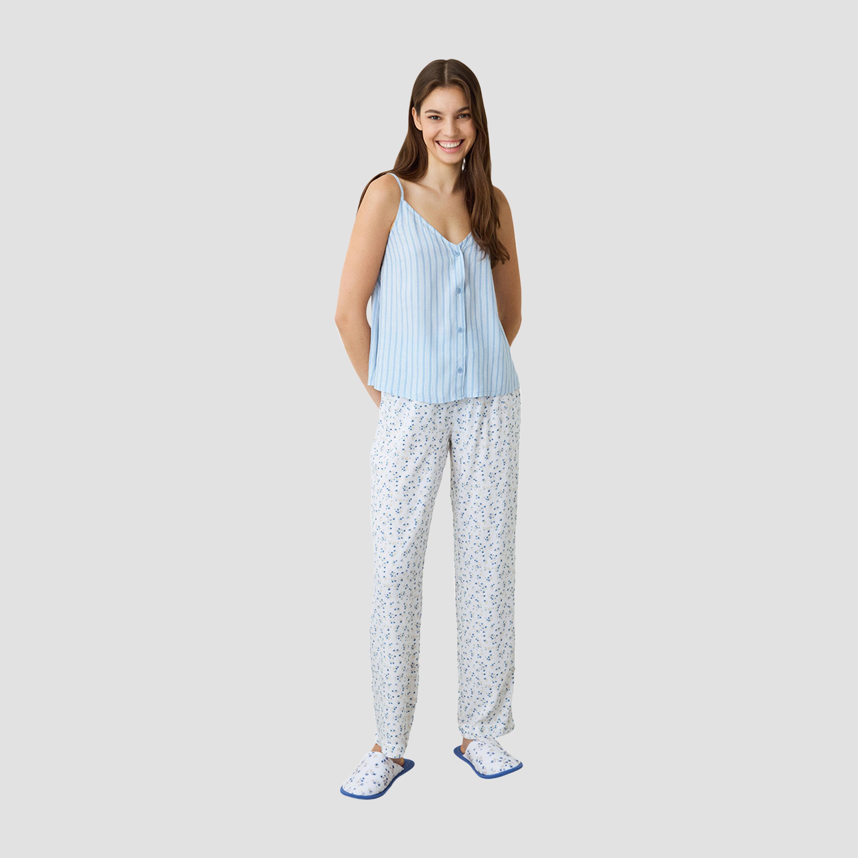 بيجامة نسائية بطبعة زهور وخصر مطاطي وخصر مرتفع من بينتي-women-clothing-nightwear-pyjamas-bottoms-image-3