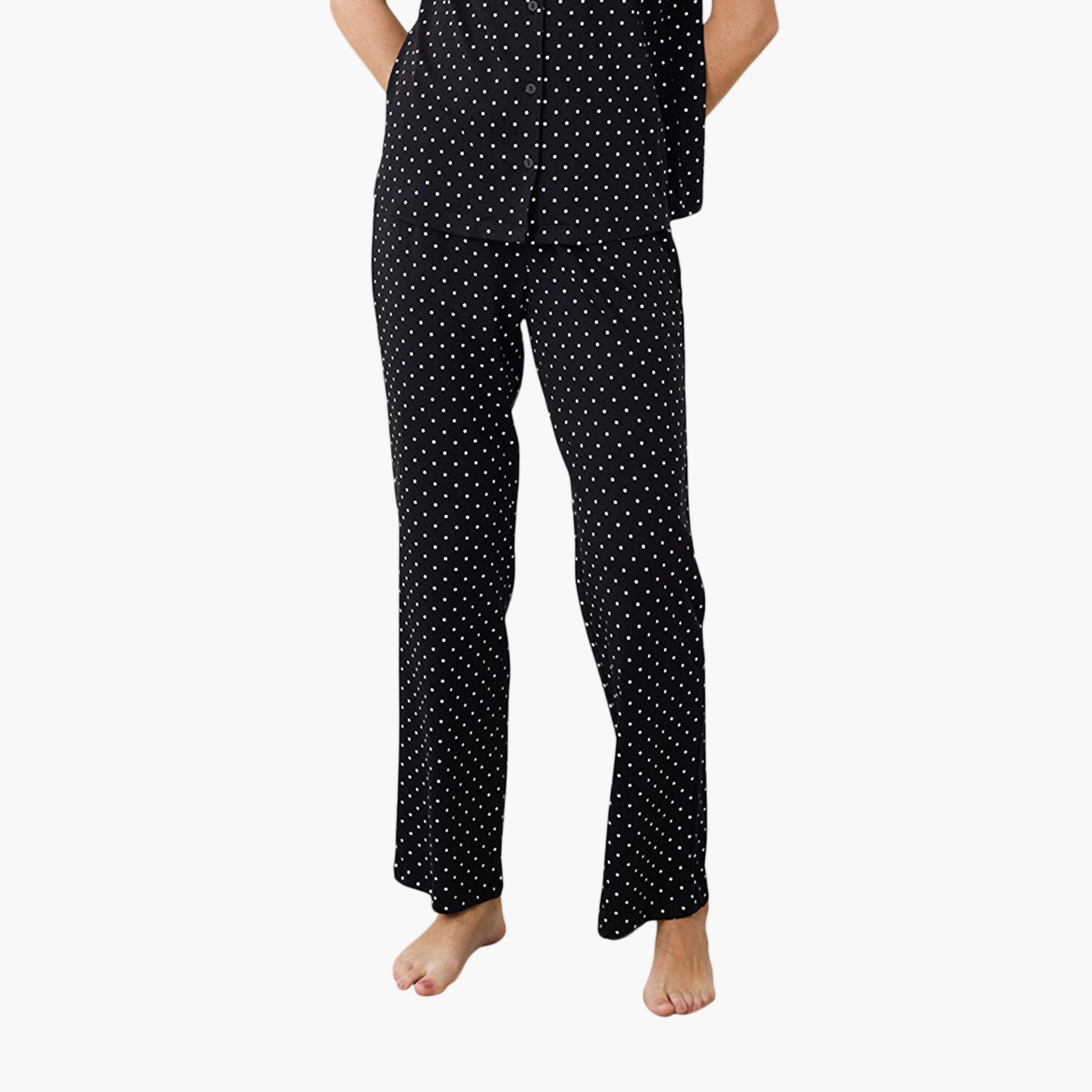طقم قميص وبيجامة نسائي بولكا دوت من بينتي-women-clothing-nightwear-pyjamas-longsets-image-3