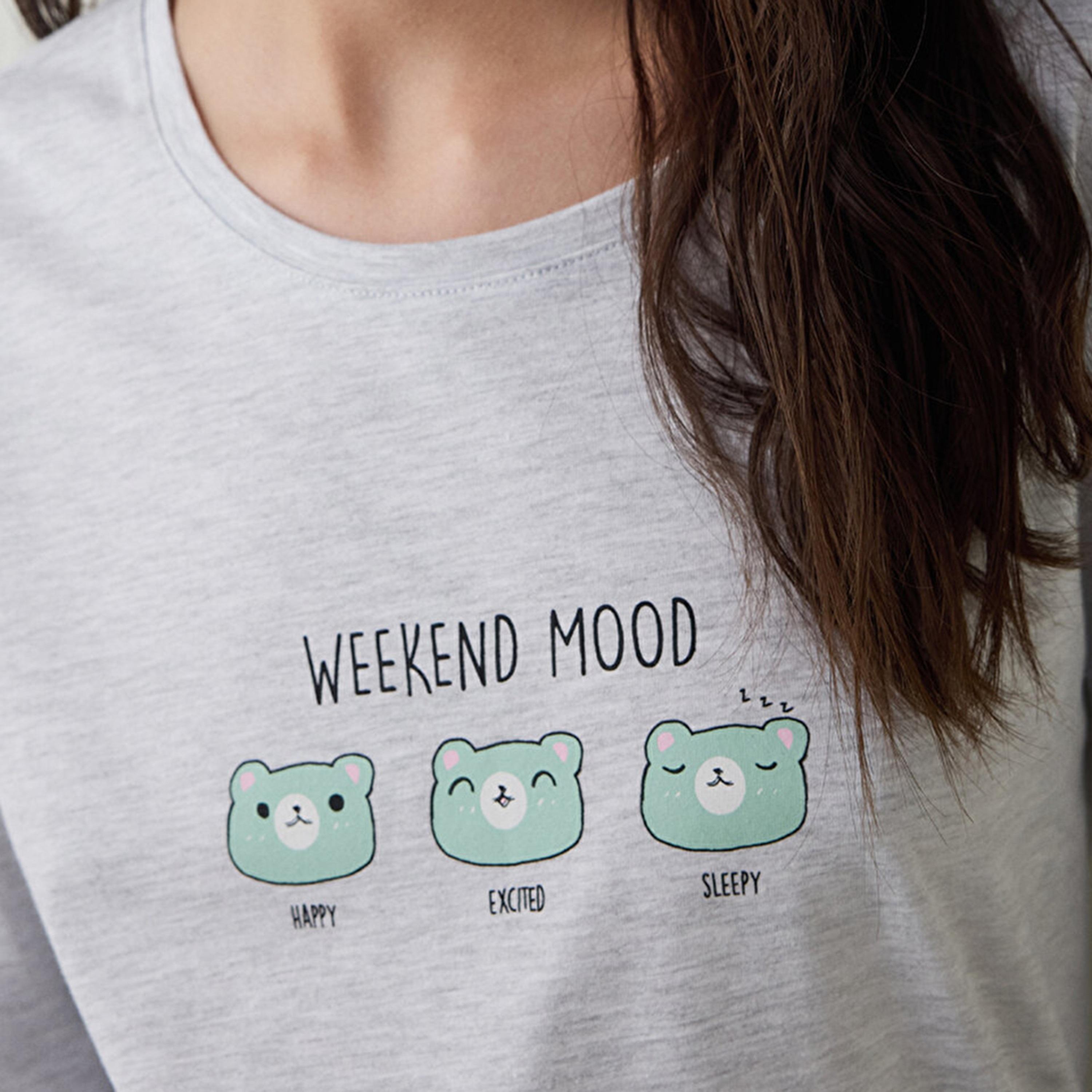 طقم بيجاما نسائي مطبوع مكون من تيشيرت وبنطلون من بنتي-women-clothing-nightwear-pyjamas-longsets-image-3