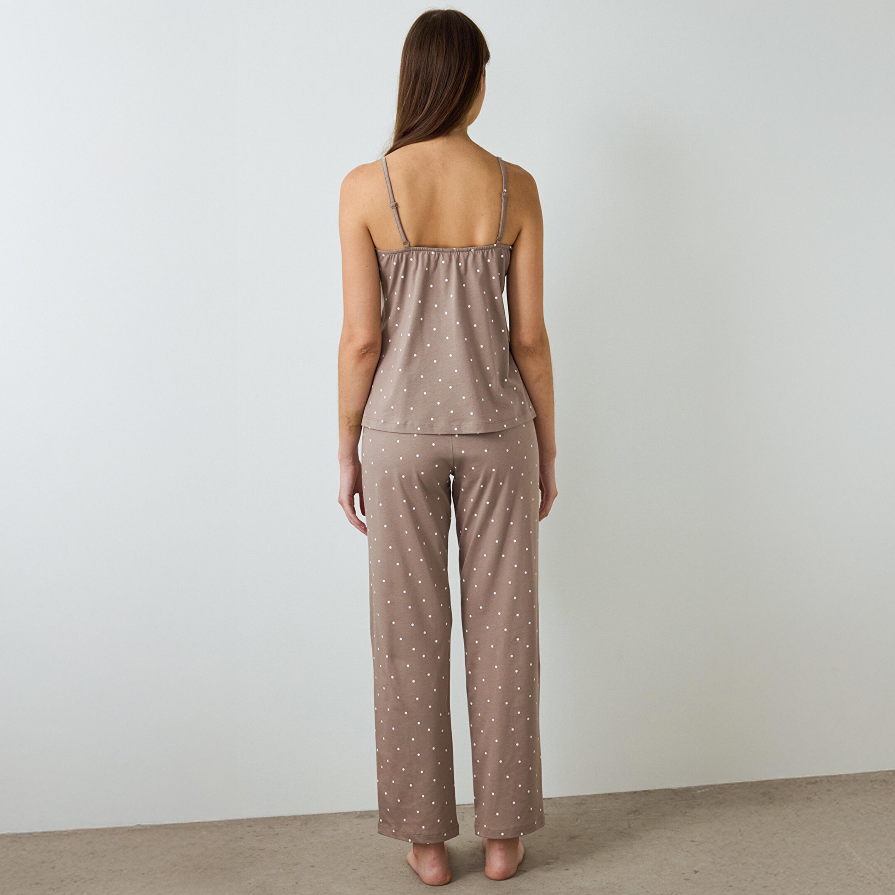 طقم بيجاما نسائي قطني منقط بحواف دانتيل مكون من قميص "كامي" وبنطلون ميا موتشا من بنتي-women-clothing-nightwear-pyjamas-longsets-image-2