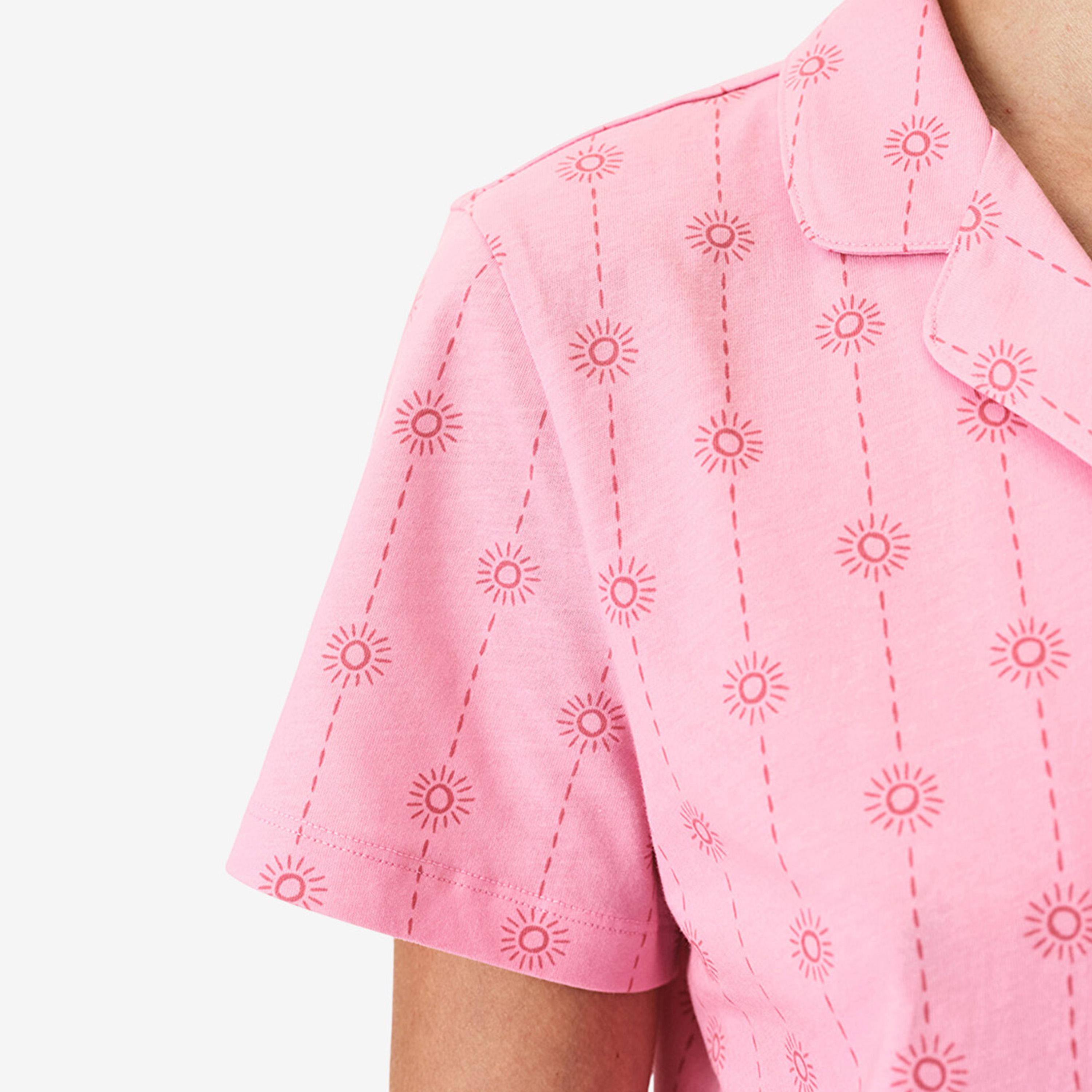 Penti Women's Geometric Print Lapel Collared Shirt & Shorts Set-women-clothing-nightwear-pyjamas-shortsets-image-4