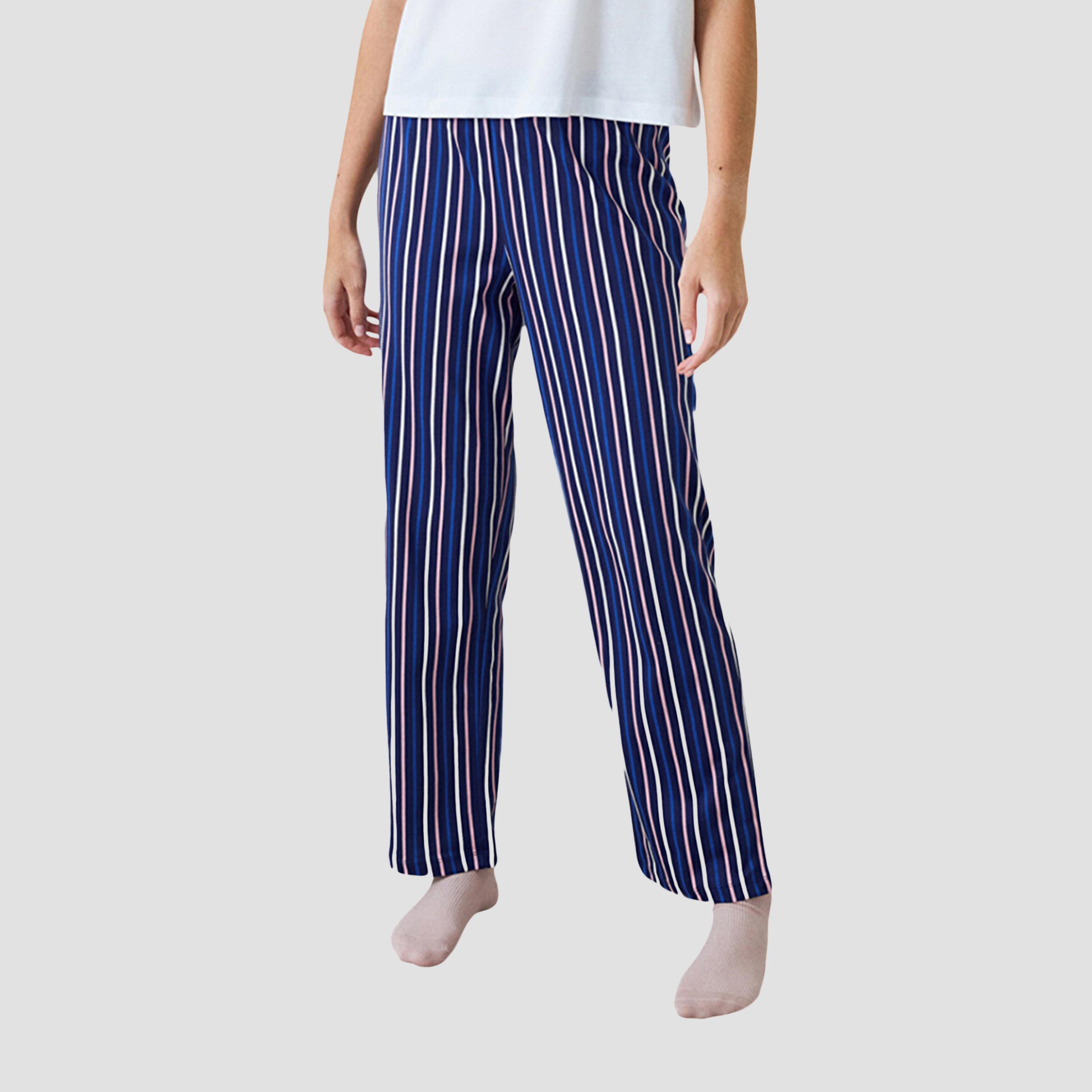 طقم تي شيرت وبيجامة نسائي مخطط من بينتي-women-clothing-nightwear-pyjamas-longsets-image-3