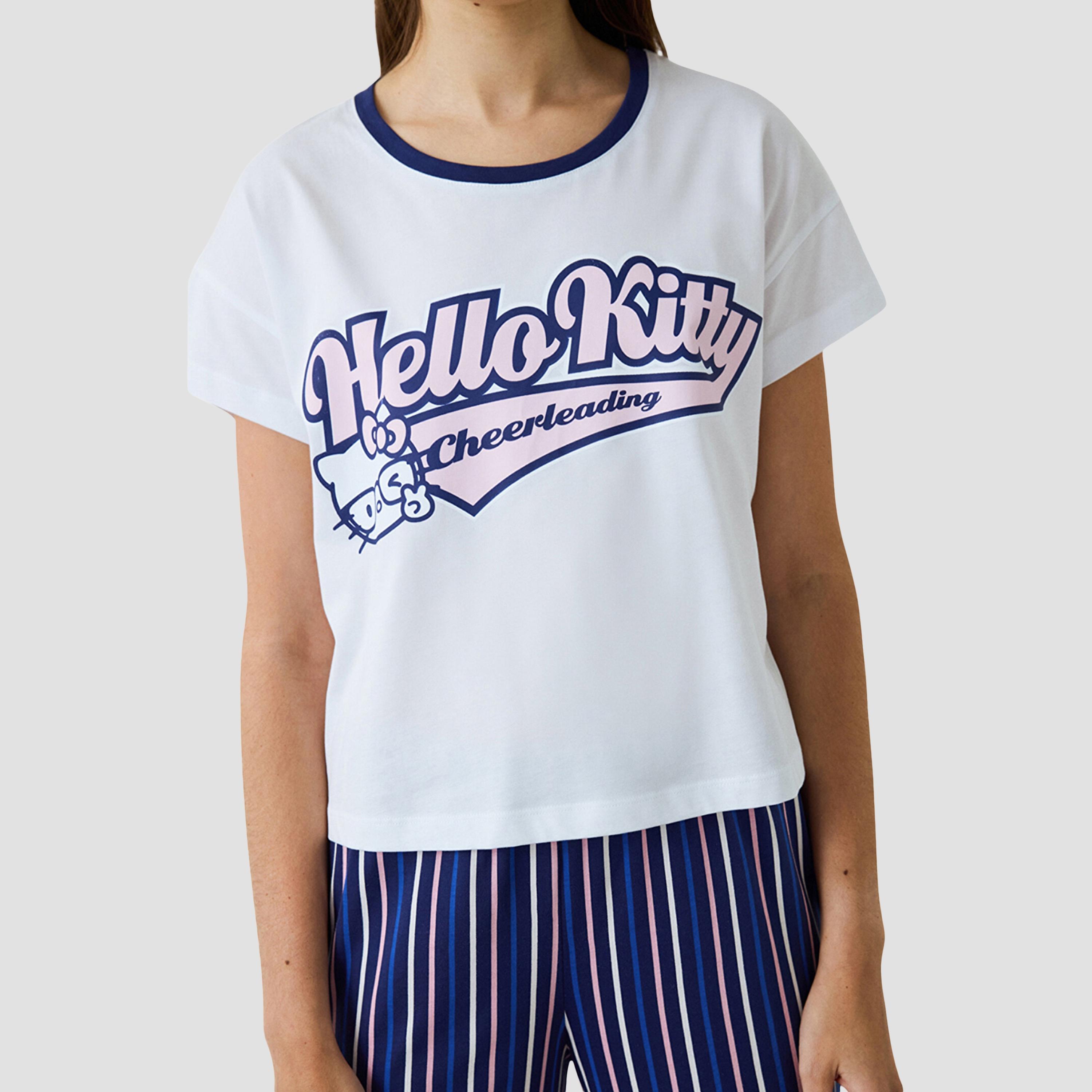 طقم تي شيرت وبيجامة نسائي مخطط من بينتي-women-clothing-nightwear-pyjamas-longsets-image-5