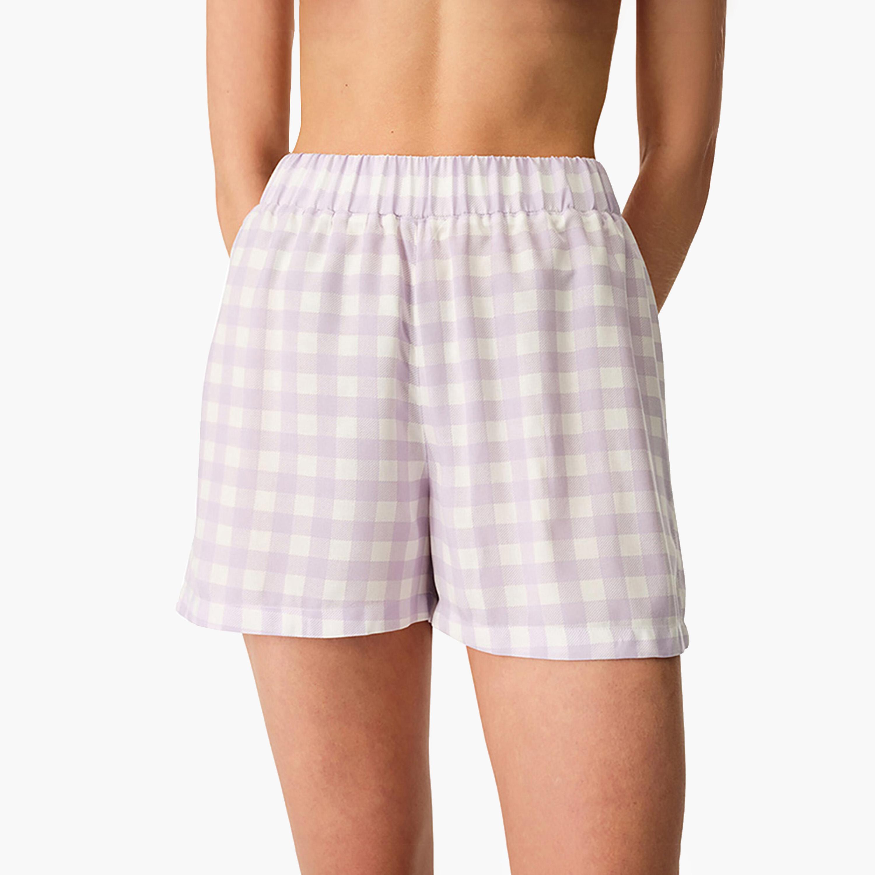 Penti Checked High-Rise Elasticated Waist Women's Shorts-women-clothing-shorts-image-1