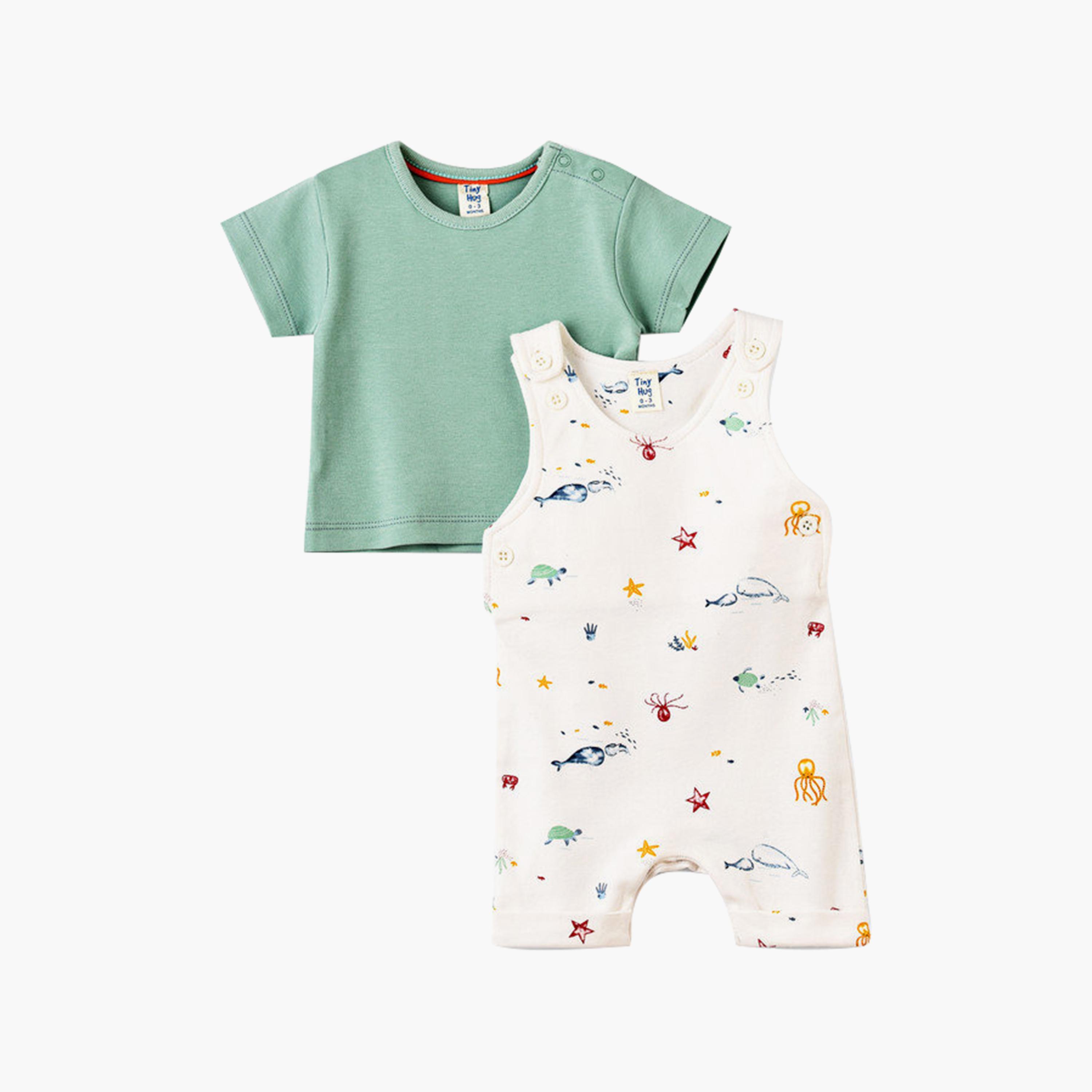 UniqKidz 2-Piece Cotton Printed T-shirt & Romper-baby-boys-clothing-setsandcoords-image-1