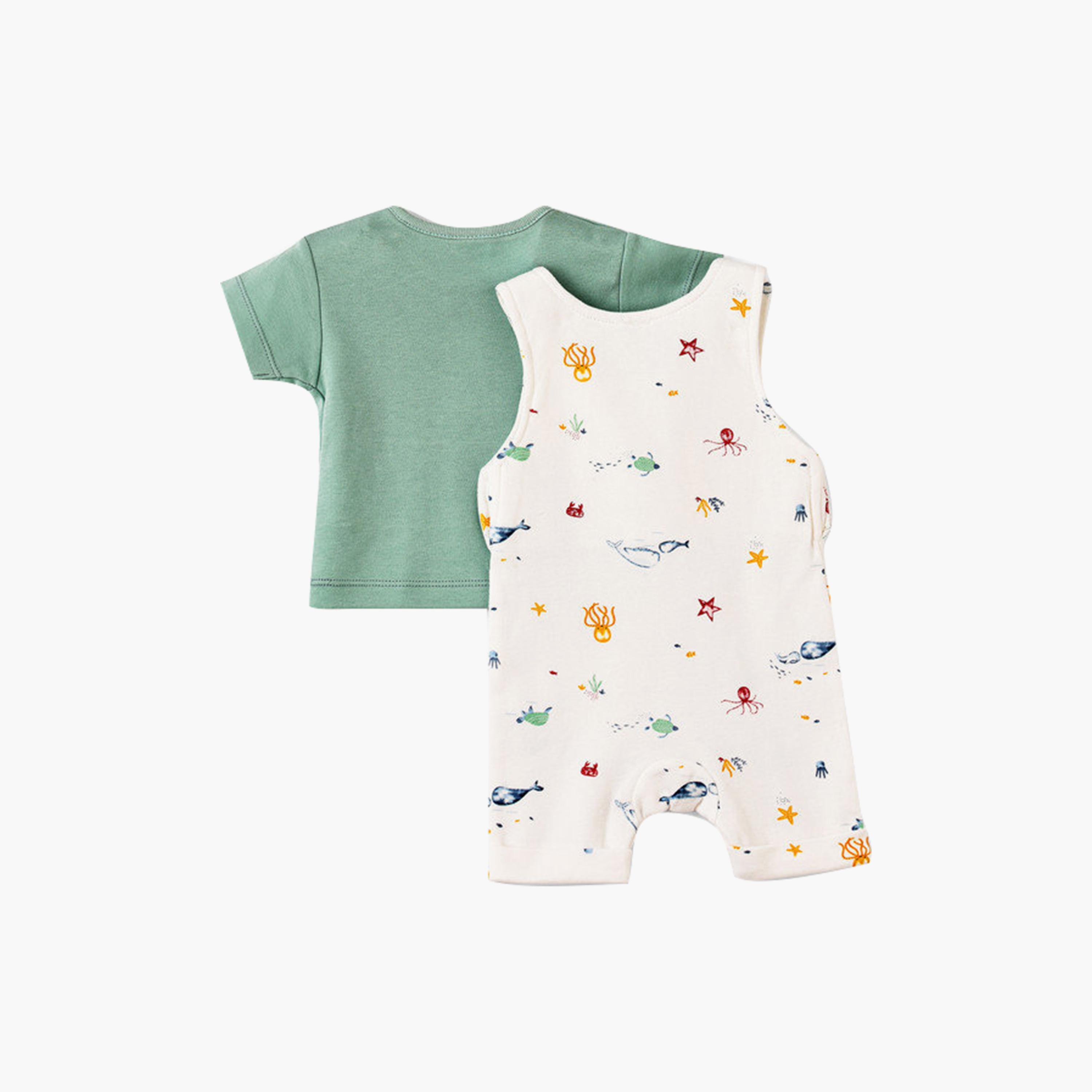 UniqKidz 2-Piece Cotton Printed T-shirt & Romper-baby-boys-clothing-setsandcoords-image-2