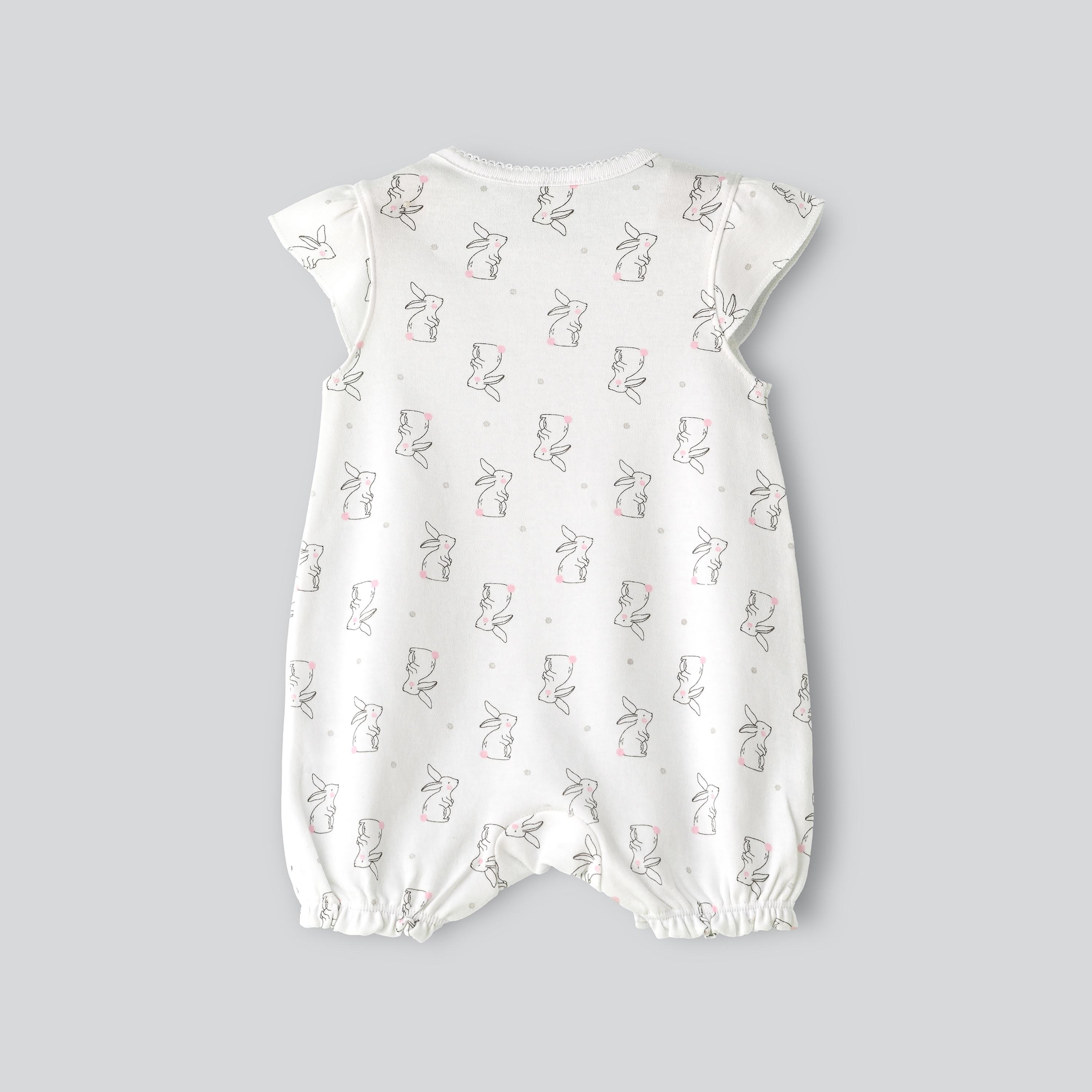 UniqKidz Bunny Printed Cap Sleeves Romper-baby-girls-clothing-rompers-image-2