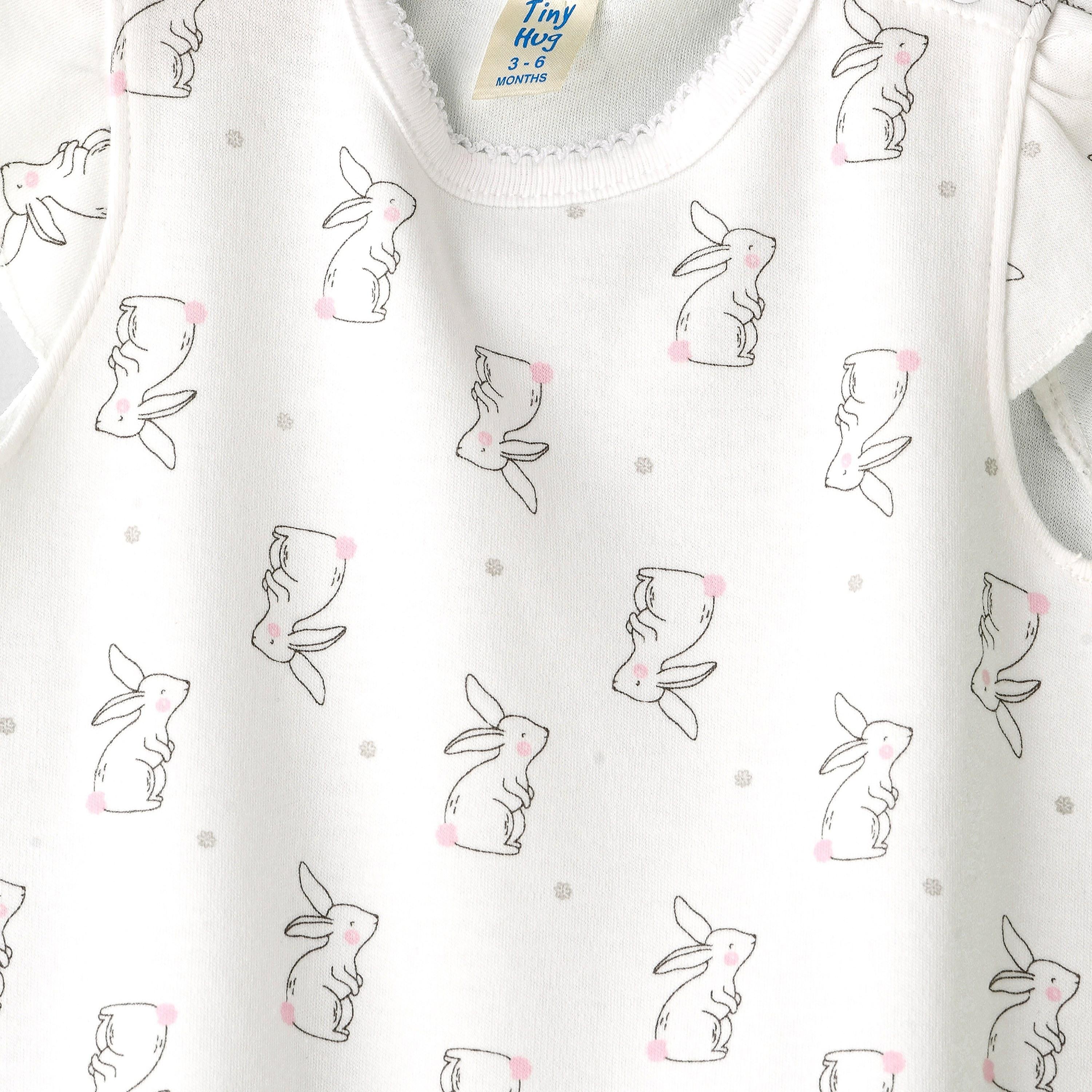 UniqKidz Bunny Printed Cap Sleeves Romper-baby-girls-clothing-rompers-image-3
