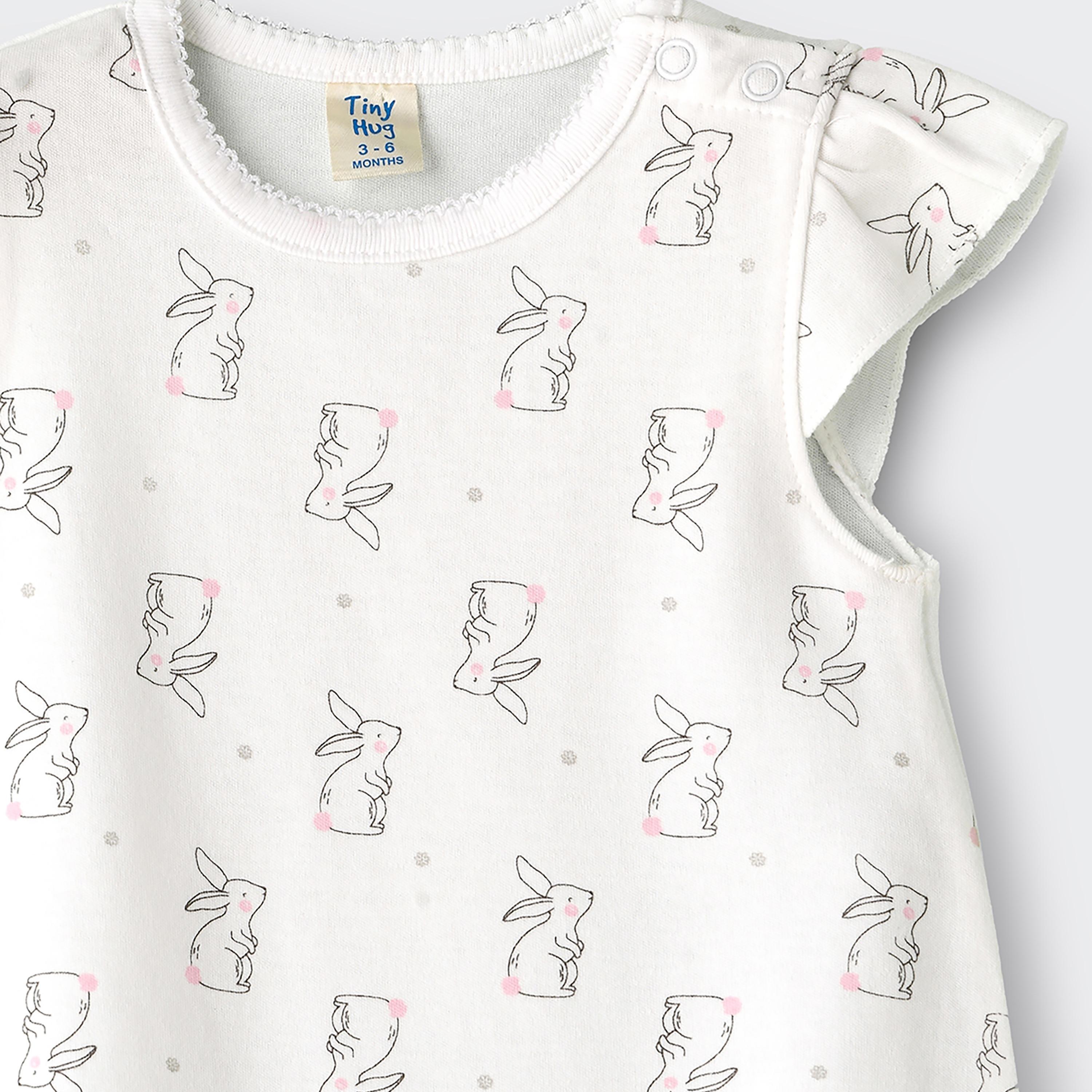 UniqKidz Bunny Printed Cap Sleeves Romper-baby-girls-clothing-rompers-image-4