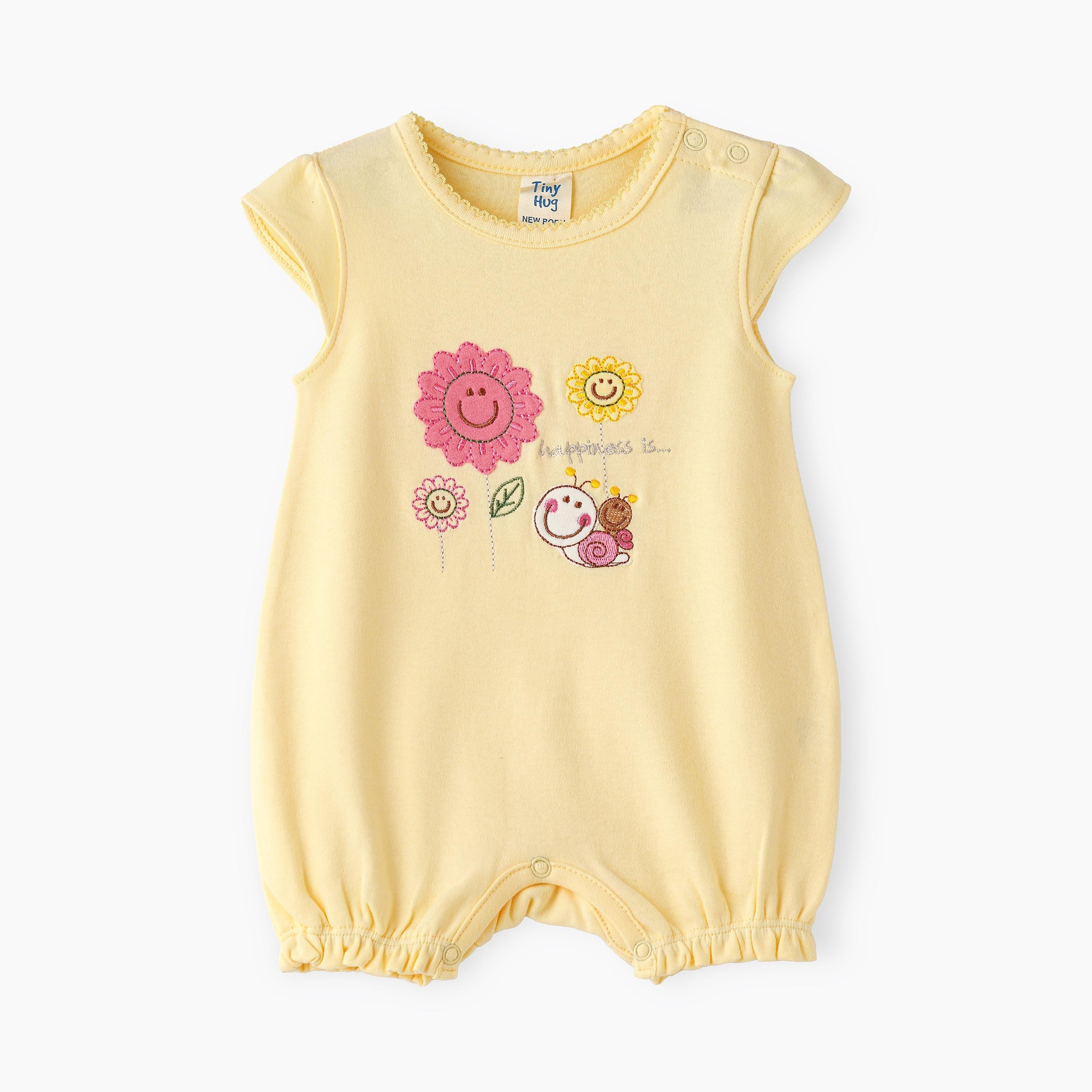 UniqKidz Floral Printed Cap Sleeves Romper-baby-girls-clothing-rompers-image-1