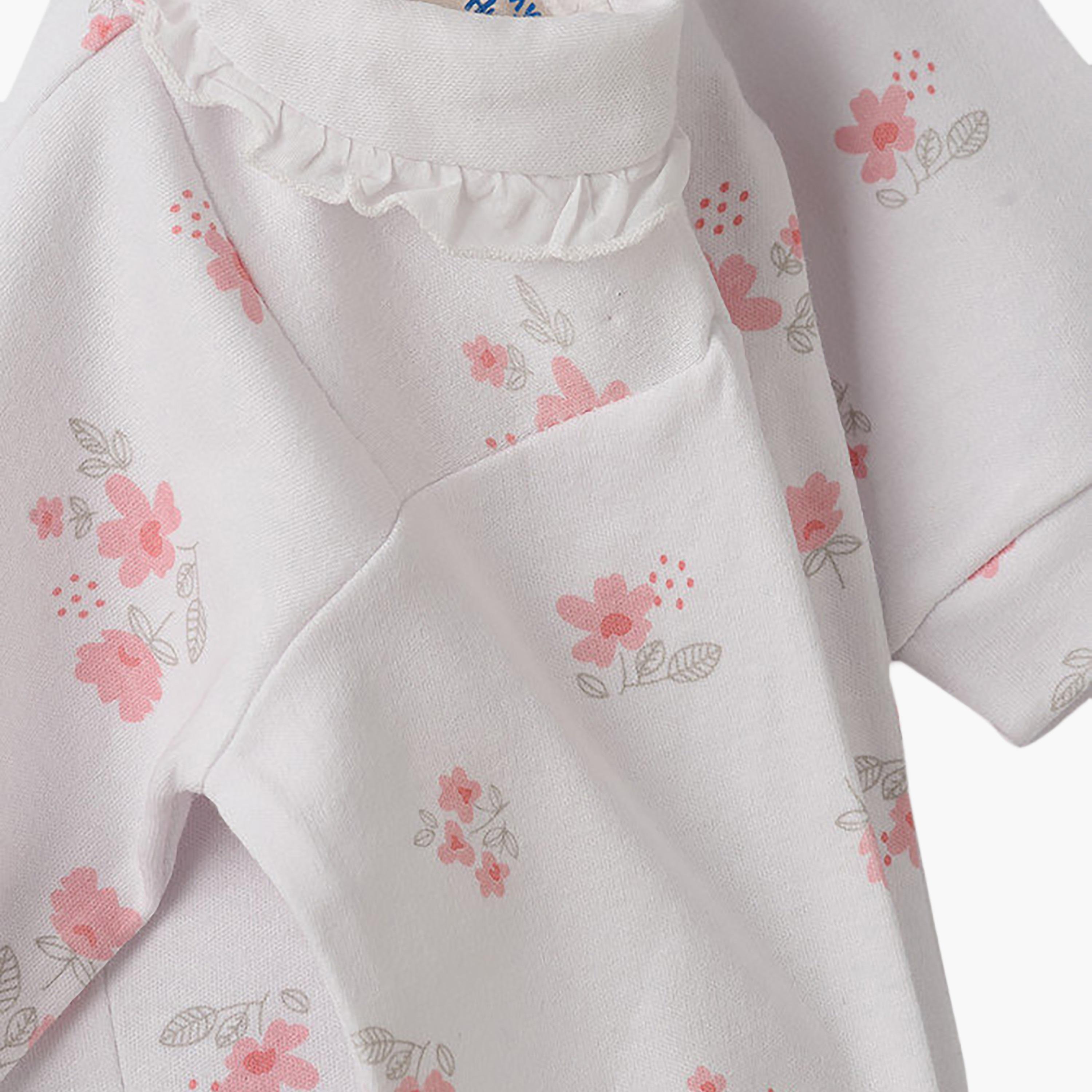 UniqKidz Cotton Floral Printed Sleepsuit-baby-girls-clothing-nightwear-sleepsuits-image-3