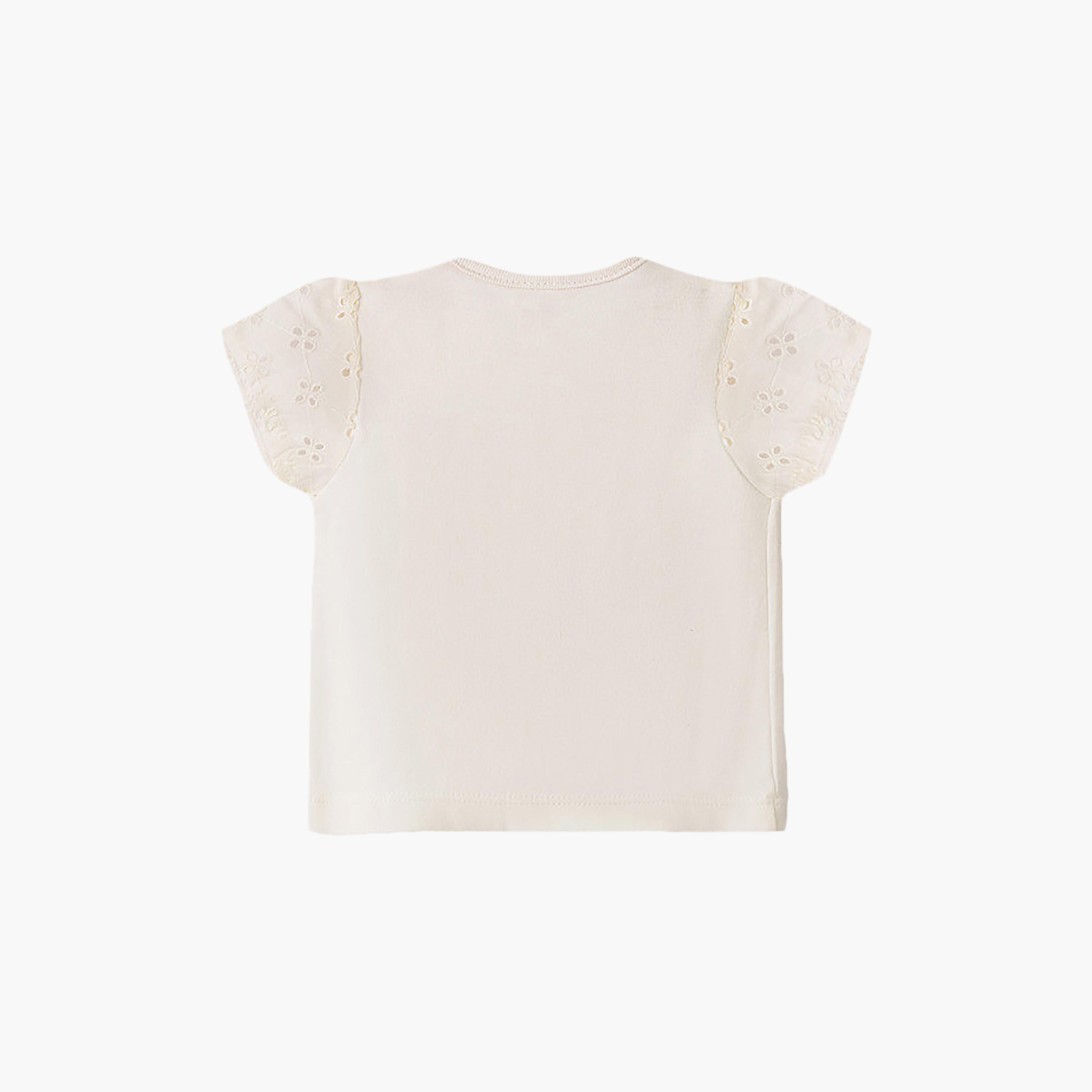 UniqKidz Cotton Short Sleeves Rose Printed T- Shirt-baby-girls-clothing-tshirts-image-2