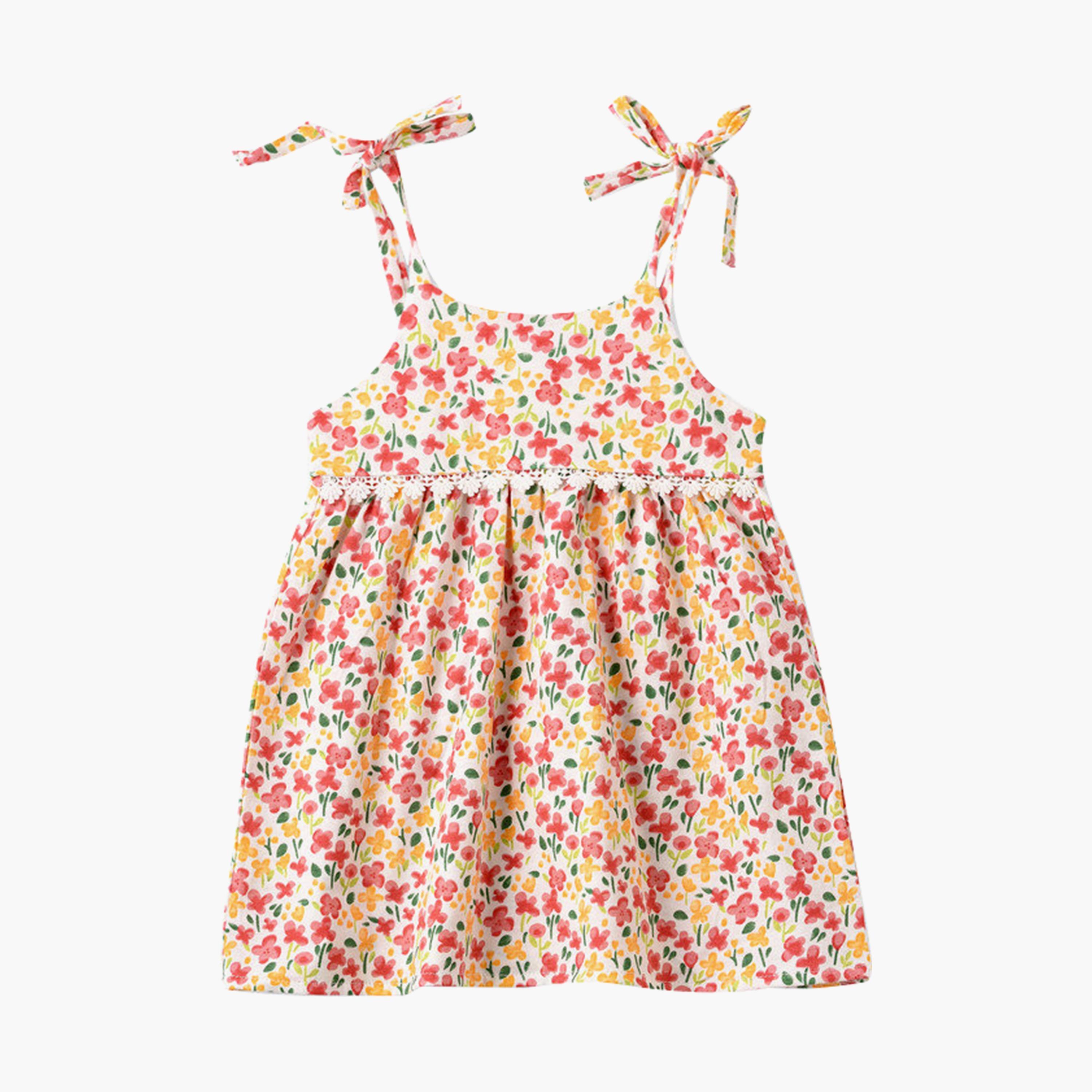 UniqKidz Cotton Floral Strapped Dress-baby-girls-clothing-dressesandjumpsuits-image-1