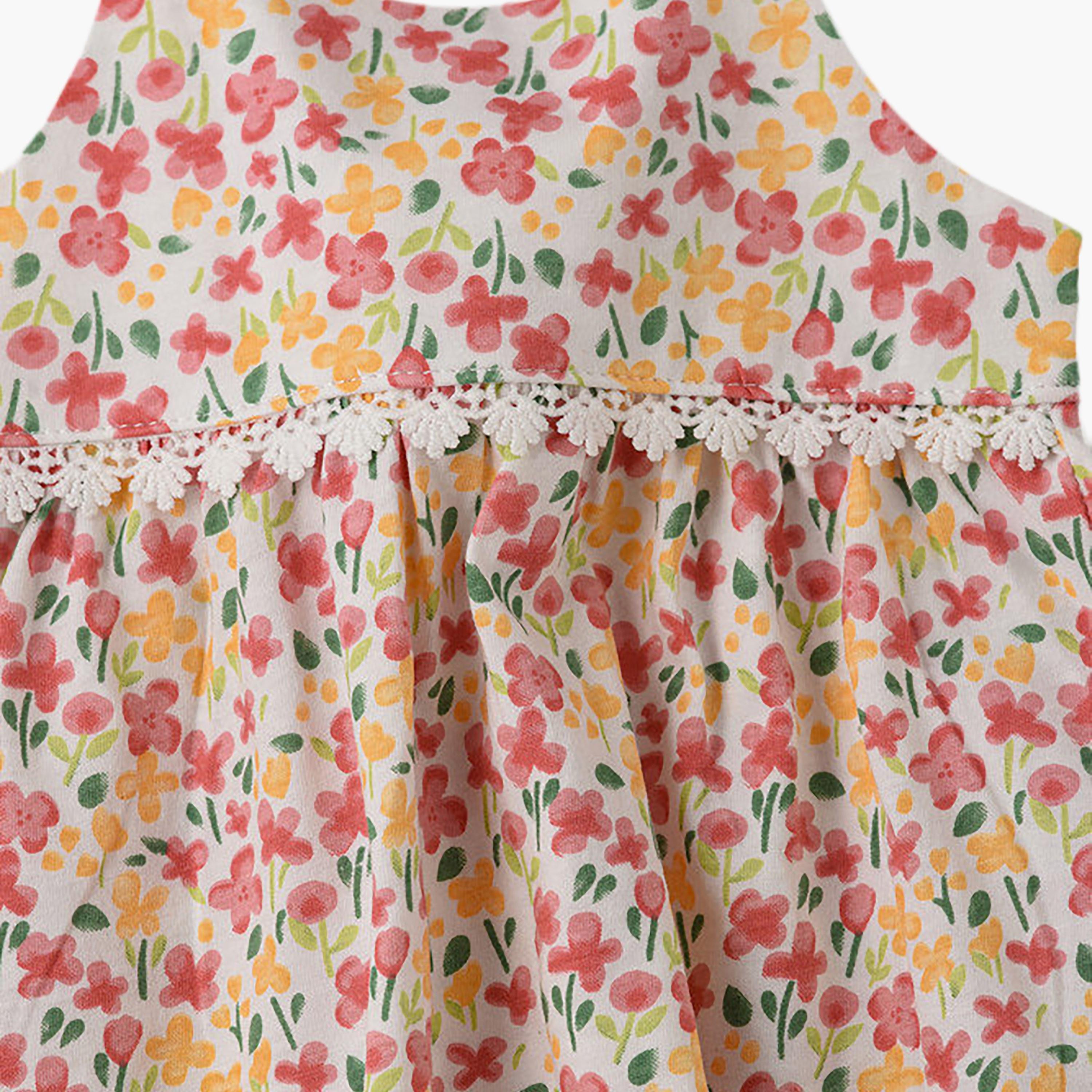 UniqKidz Cotton Floral Strapped Dress-baby-girls-clothing-dressesandjumpsuits-image-3