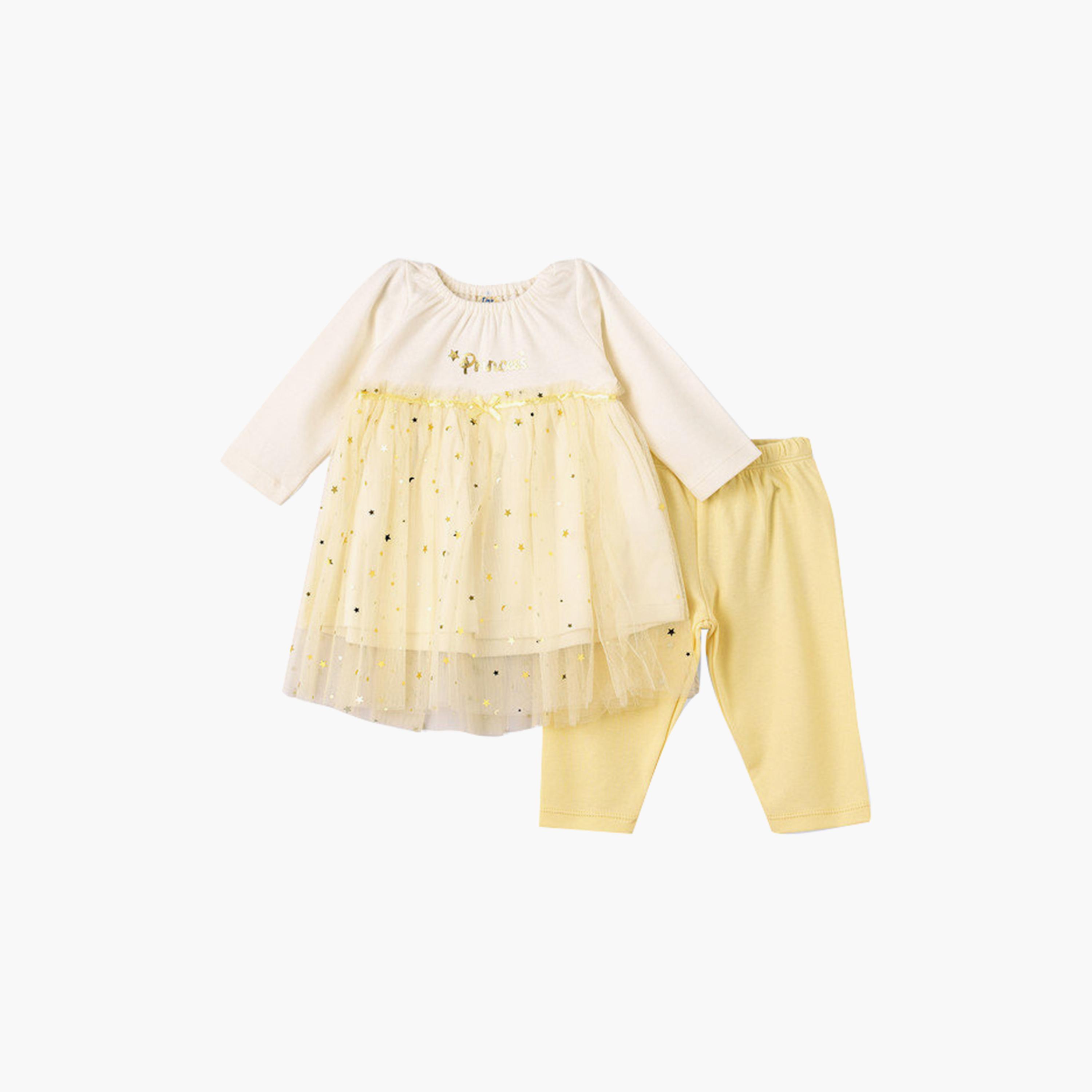 UniqKidz 2-Piece Cotton Embroidered Dress & Pant Set-baby-girls-clothing-setsandcoords-image-1