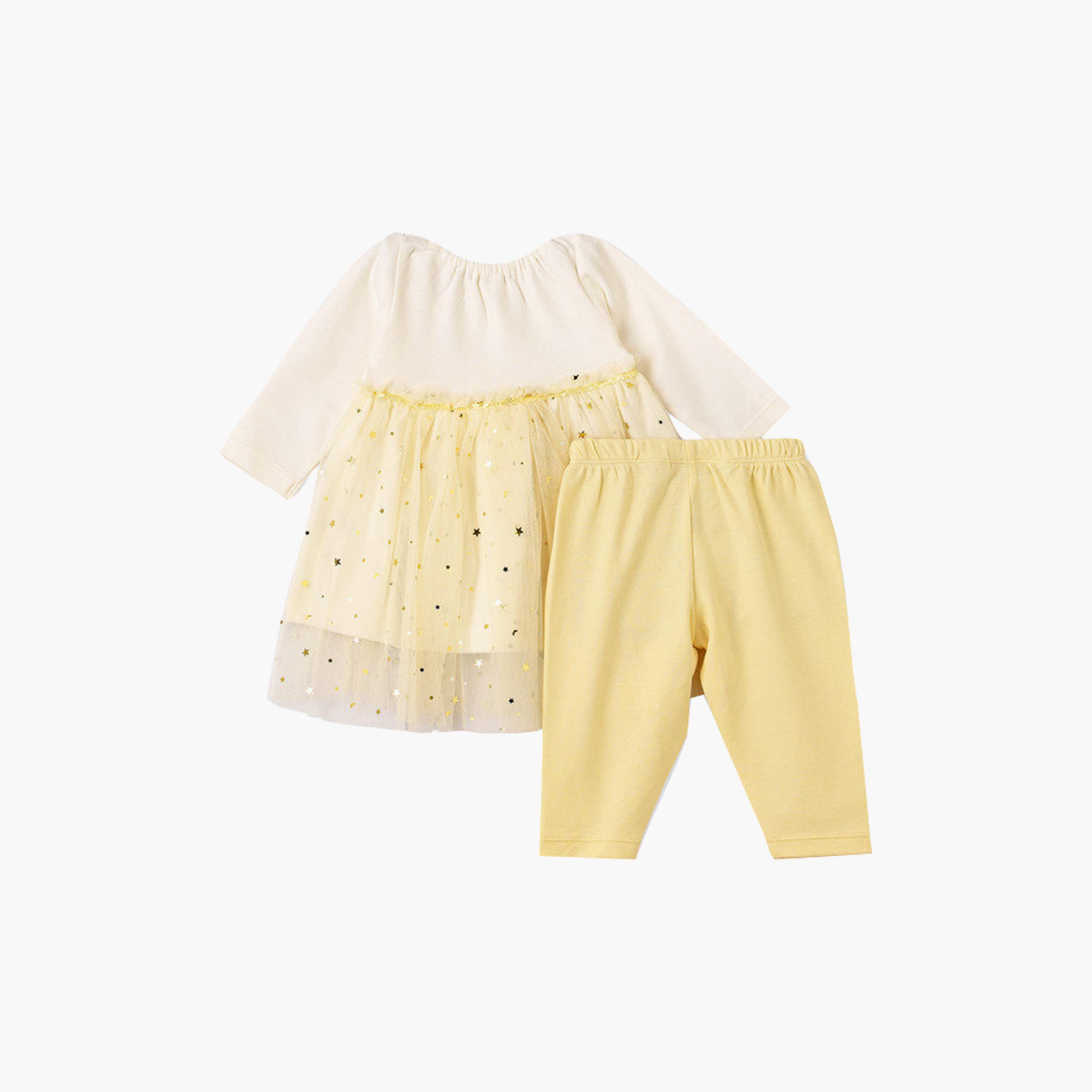 UniqKidz 2-Piece Cotton Embroidered Dress & Pant Set-baby-girls-clothing-setsandcoords-image-2