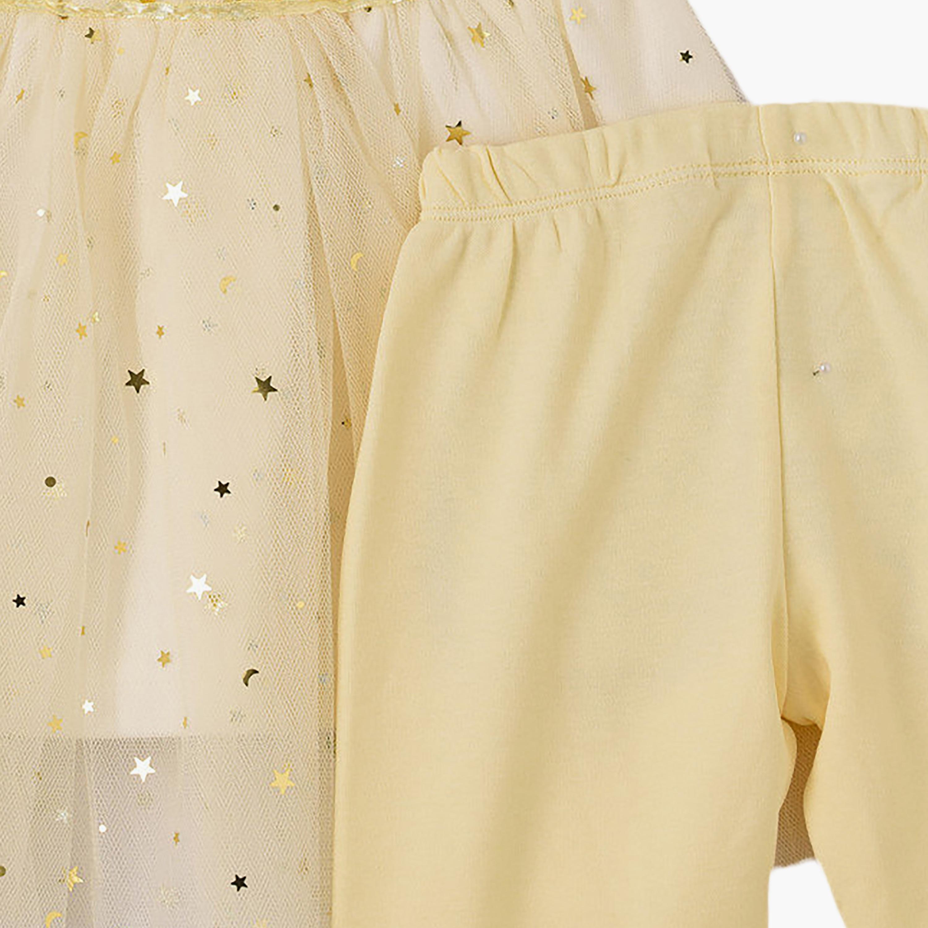 UniqKidz 2-Piece Cotton Embroidered Dress & Pant Set-baby-girls-clothing-setsandcoords-image-4
