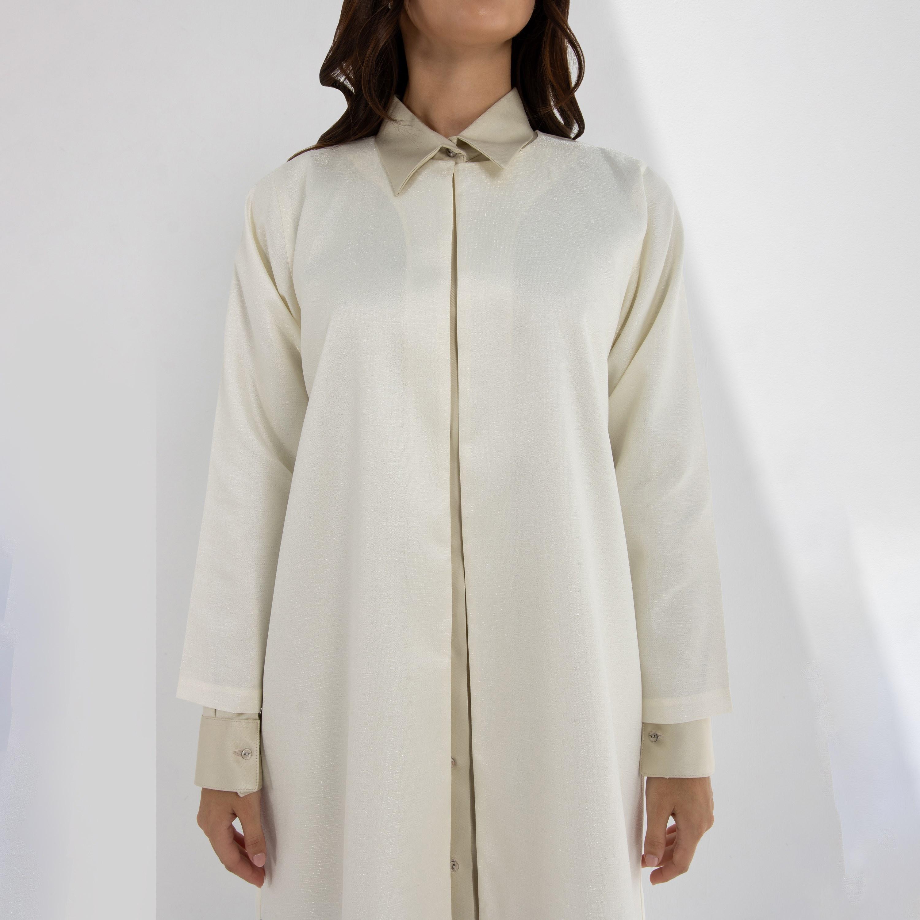 عباية نسائية بقصة فضفاضة (Floowy) قماش تافتا - كريمي من 10 ديسمبر-women-arabicclothing-abayas-image-3