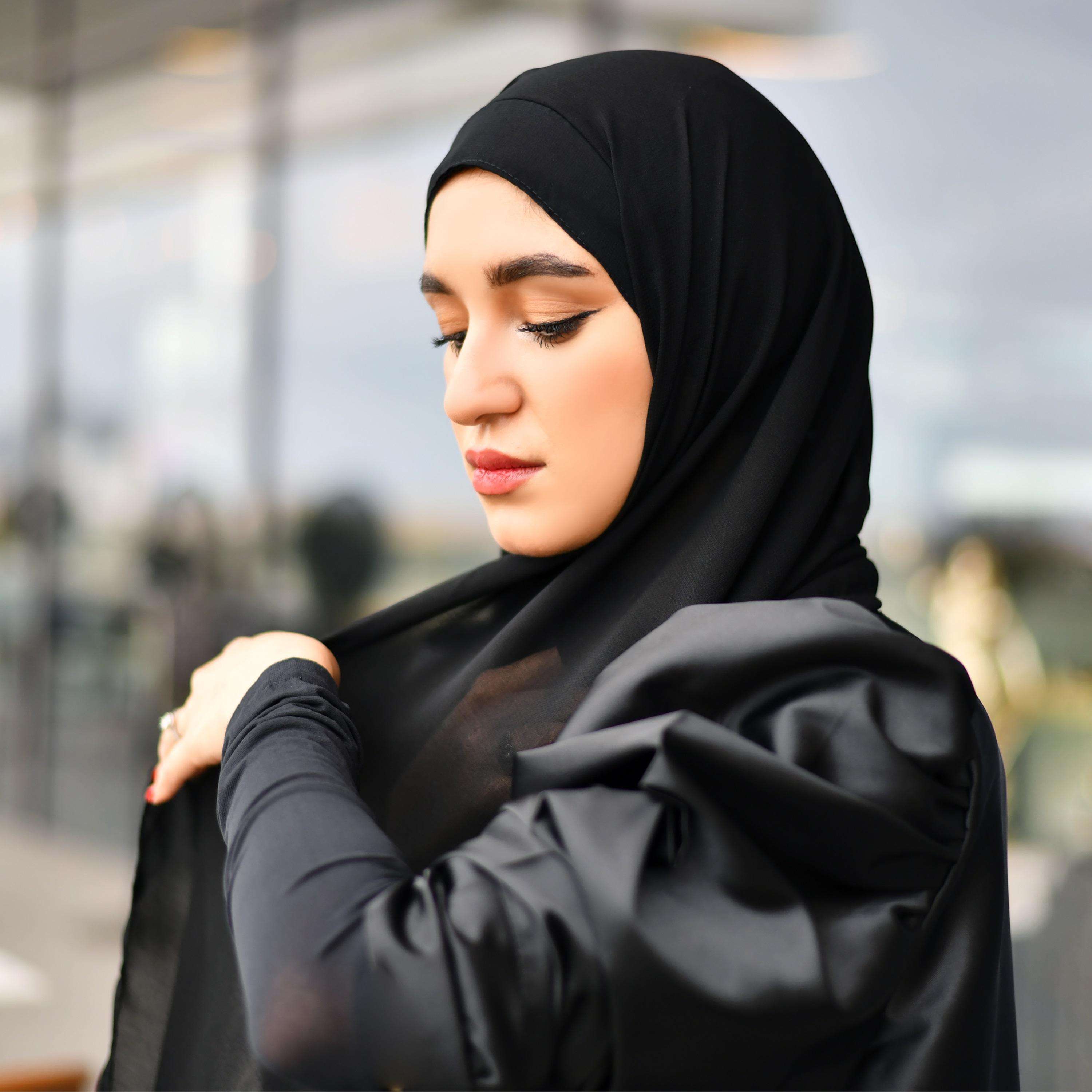 Hawraa Black Linen Women's Hijab-women-arabicclothing-prayerclothing-image-2